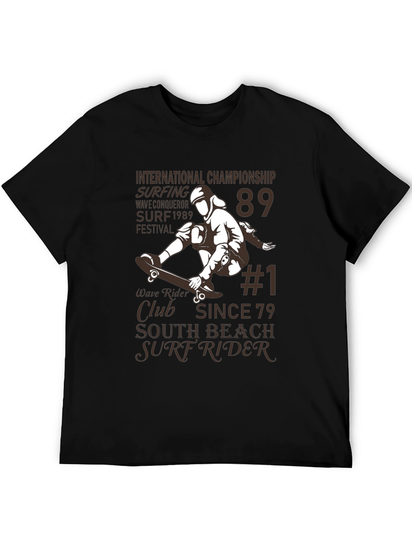 Black Surf Rider T-Shirt: International Championship Design view 5