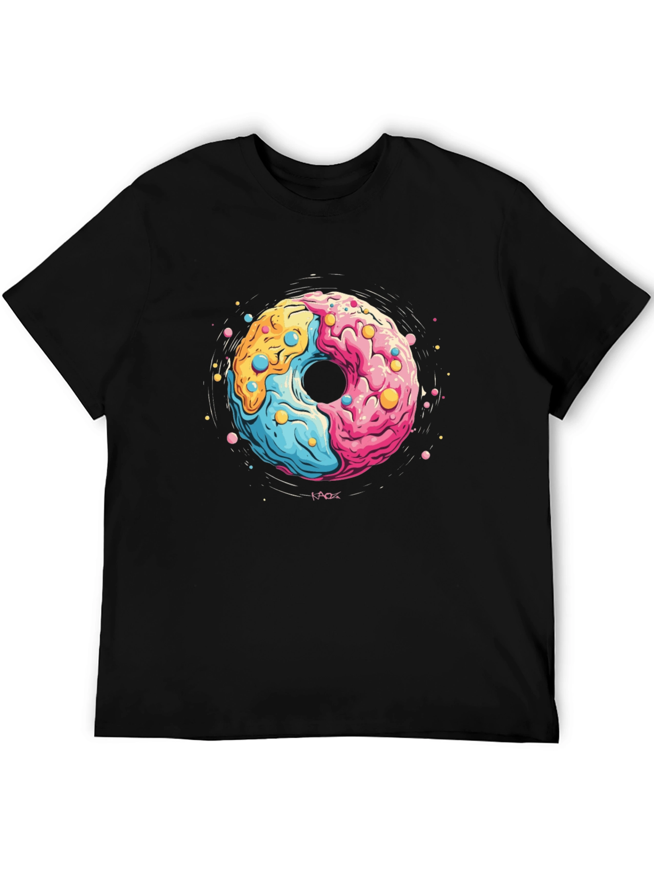 Black Donut Graphic T-Shirt - Fun Novelty Tee view 5