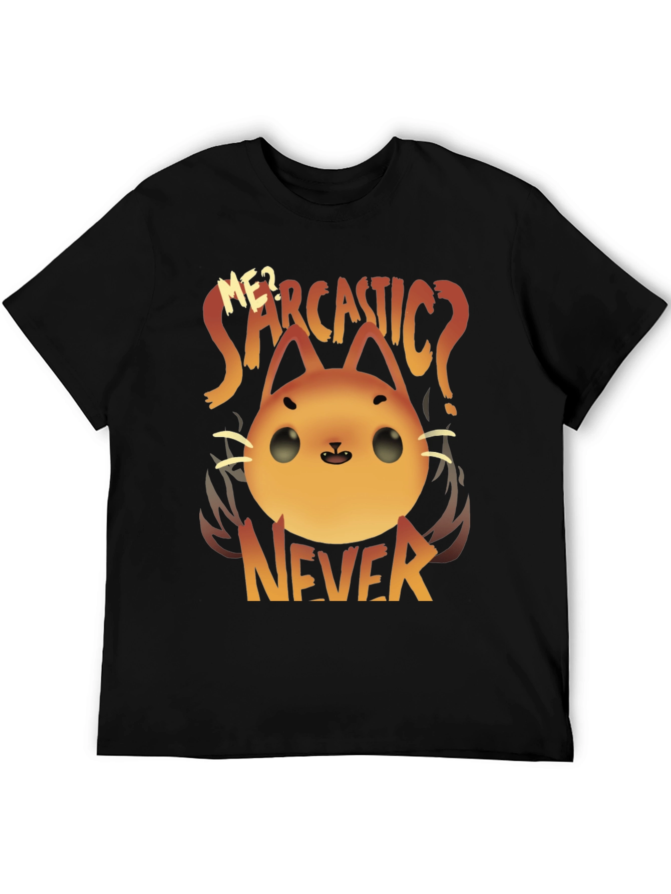 Black Sarcastic Cat T-Shirt - Funny Graphic Tee view 5