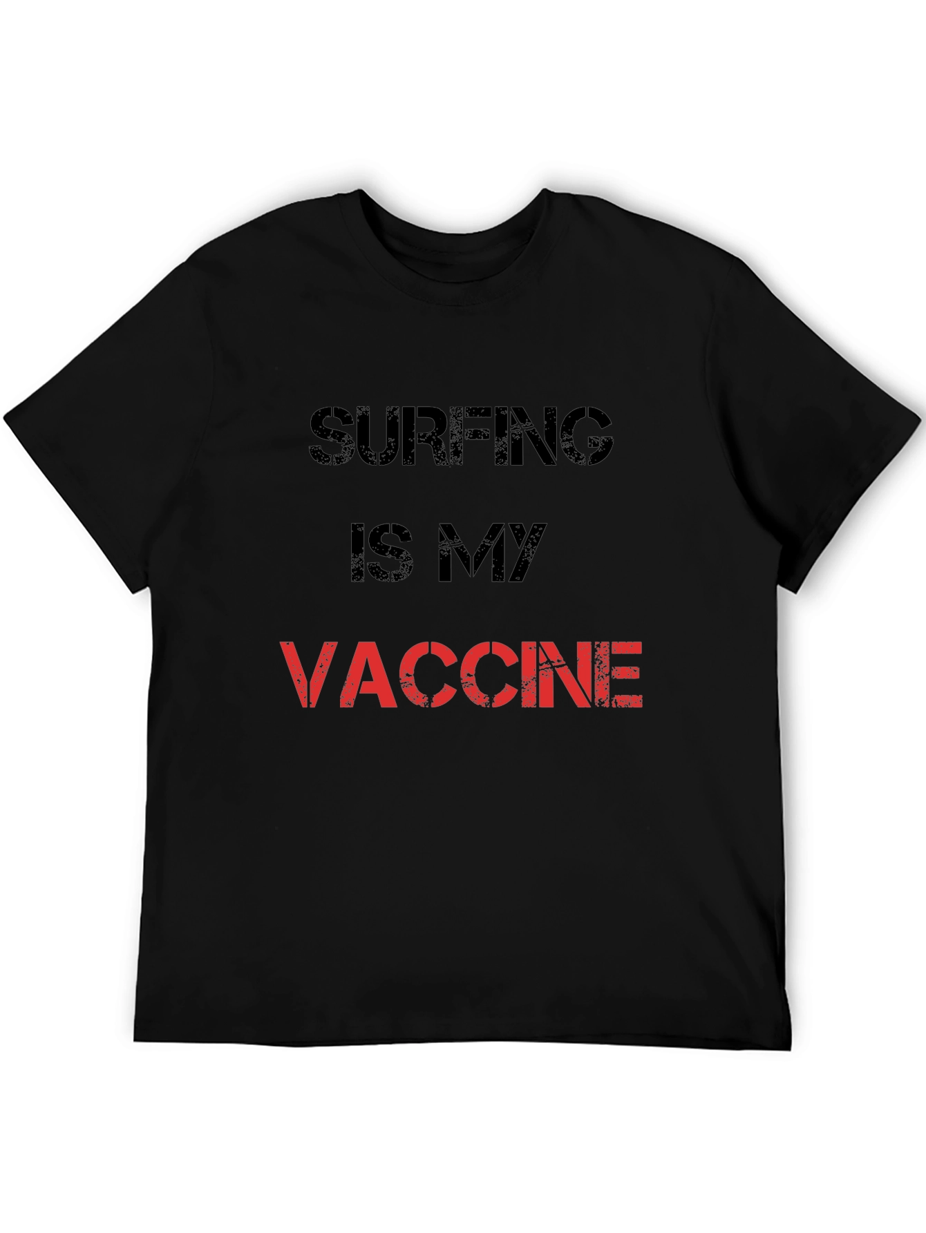 Black Surfing is My Vaccine T-Shirt - Black Cotton Tee view 5