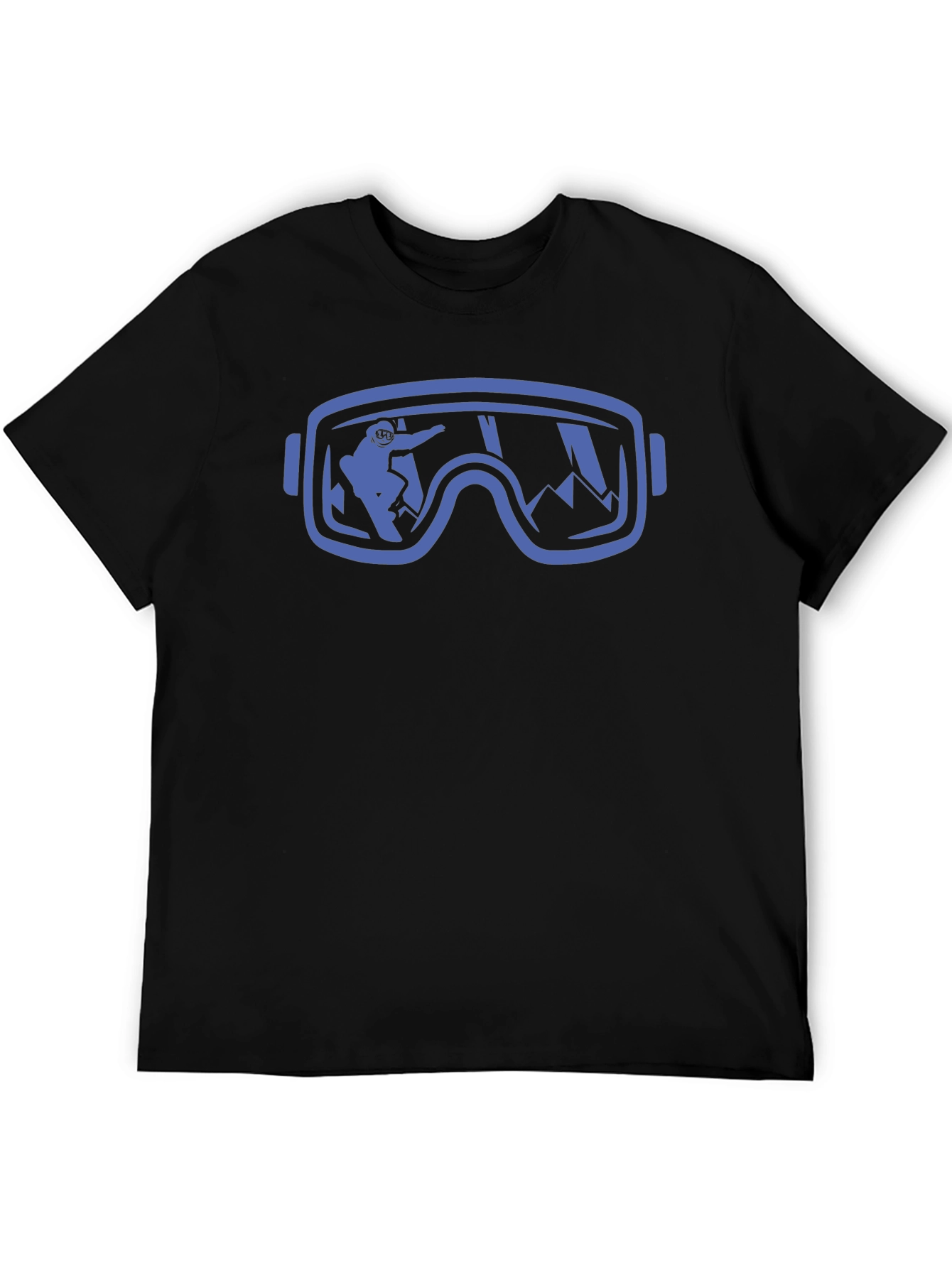 Black Snowboard Goggles Graphic Tee - Black Cotton Shirt view 5