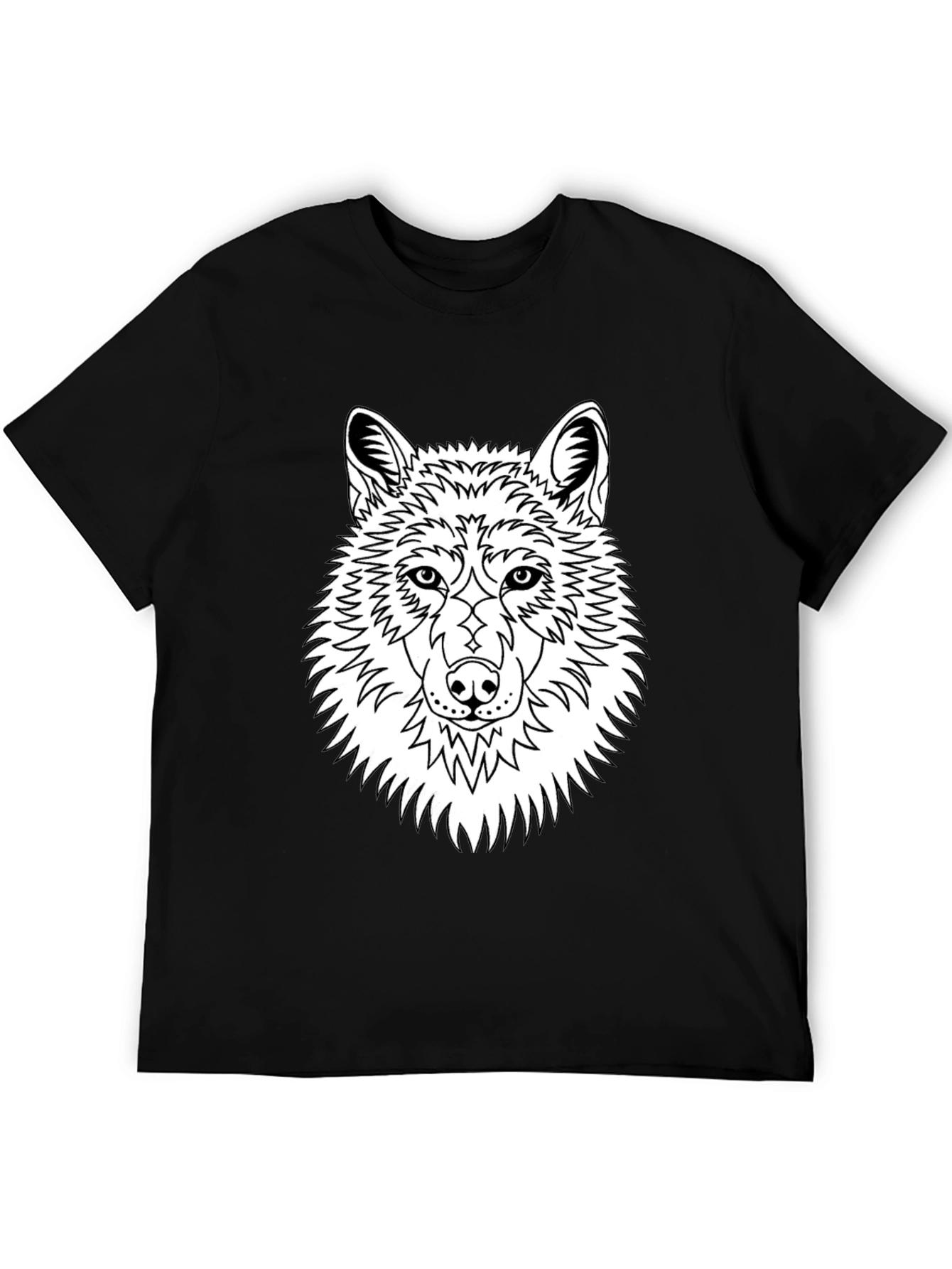 Black Wolf Graphic Tee - Black Cotton Blend T-Shirt view 5