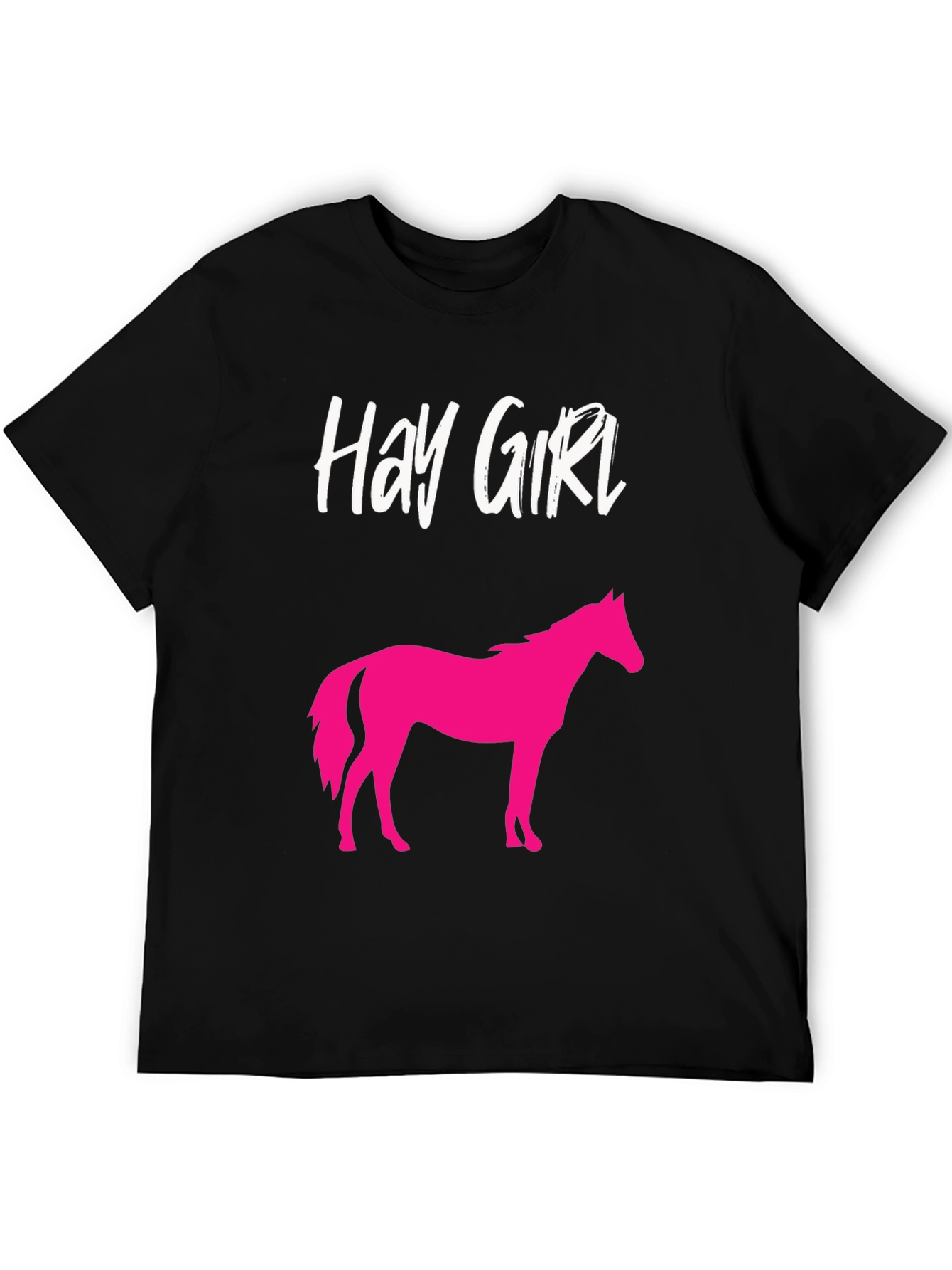 Black Hay Girl Horse Graphic Tee - Novelty Shirt view 5