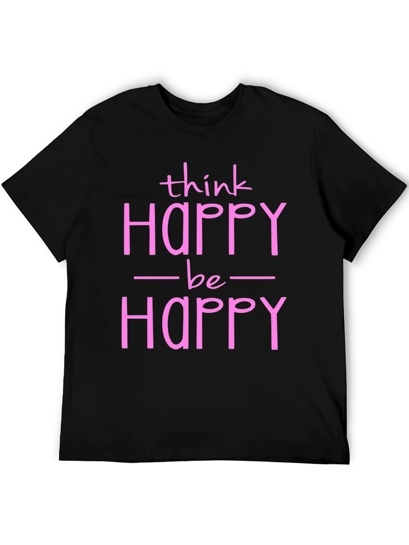 Black Think Happy Be Happy Graphic Tee view 5