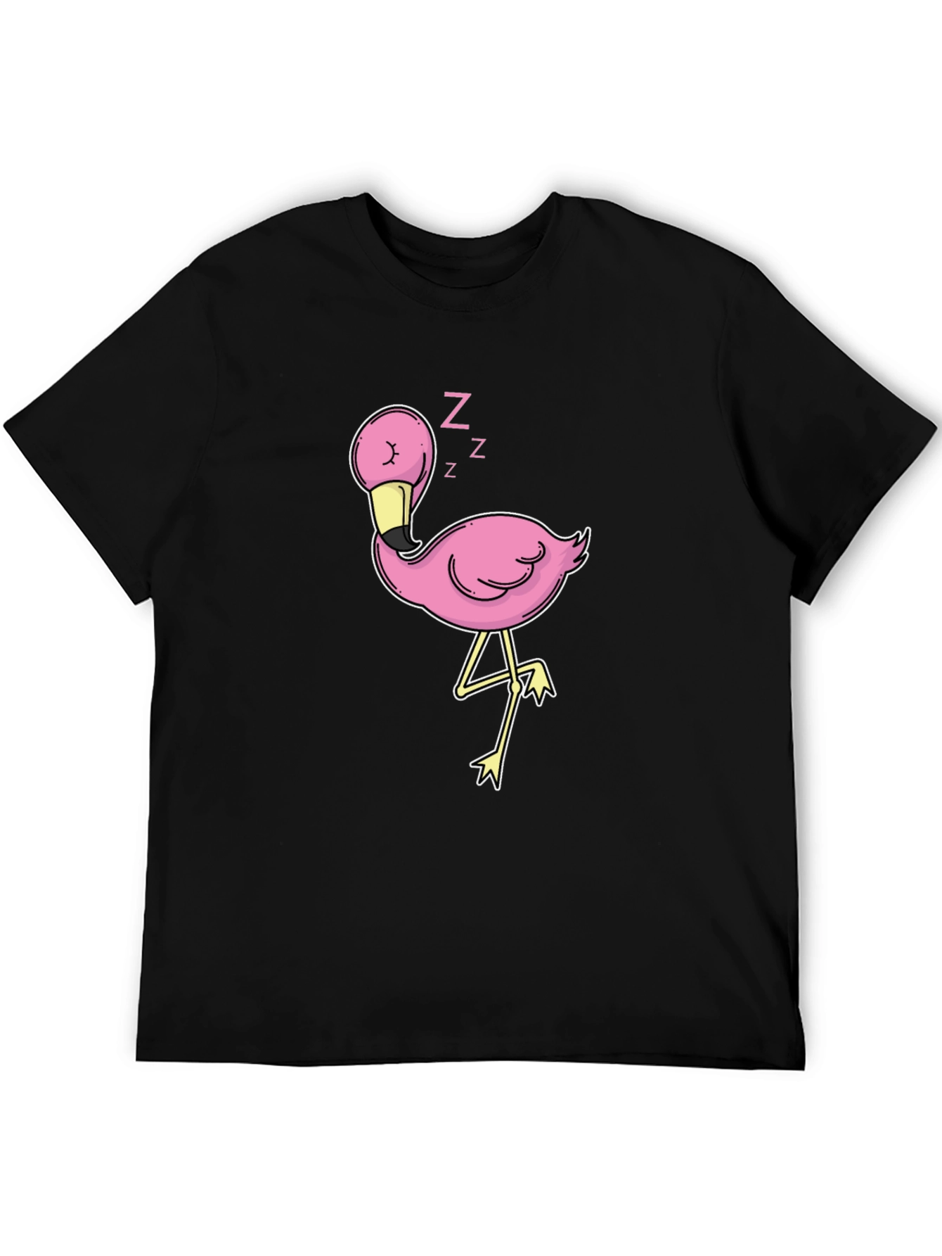 Black Sleeping Flamingo Graphic Tee - Black view 5