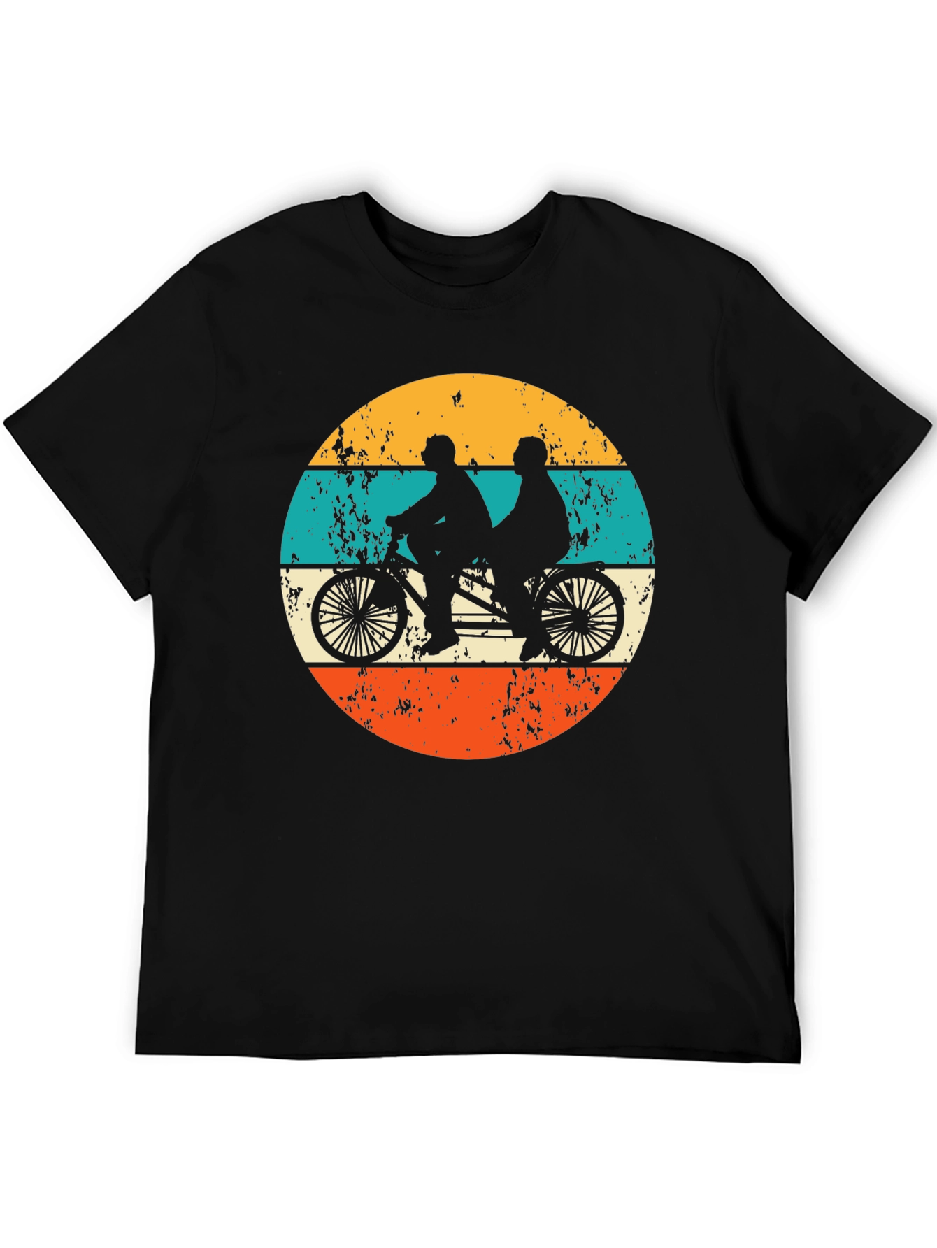 Black Tandem Bike Retro Graphic Tee view 5