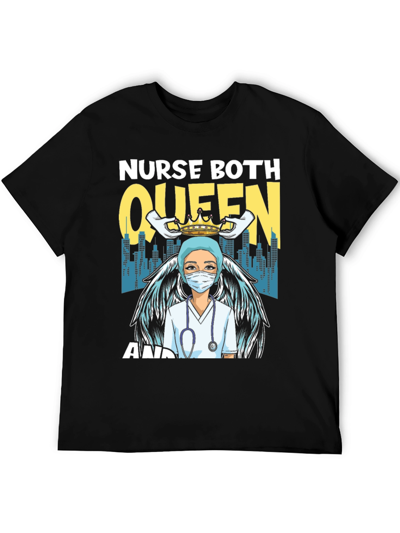 Black Nurse Queen T-Shirt - Essential Worker Apparel view 5