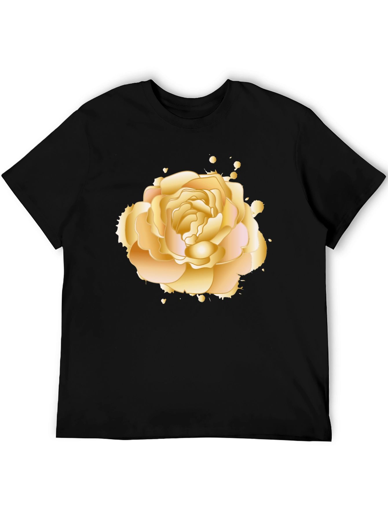Black Golden Rose Graphic Tee - Elegant Floral Design view 5