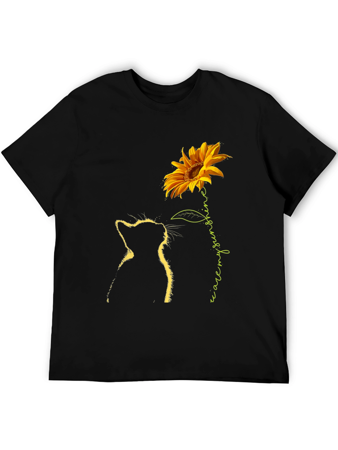 Black Cat & Sunflower Graphic Tee - Black view 5