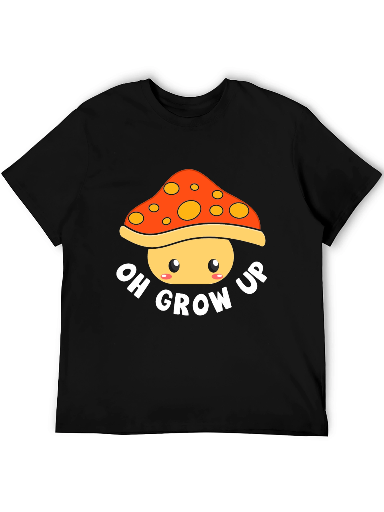 Black Oh Grow Up Mushroom Graphic T-Shirt view 5