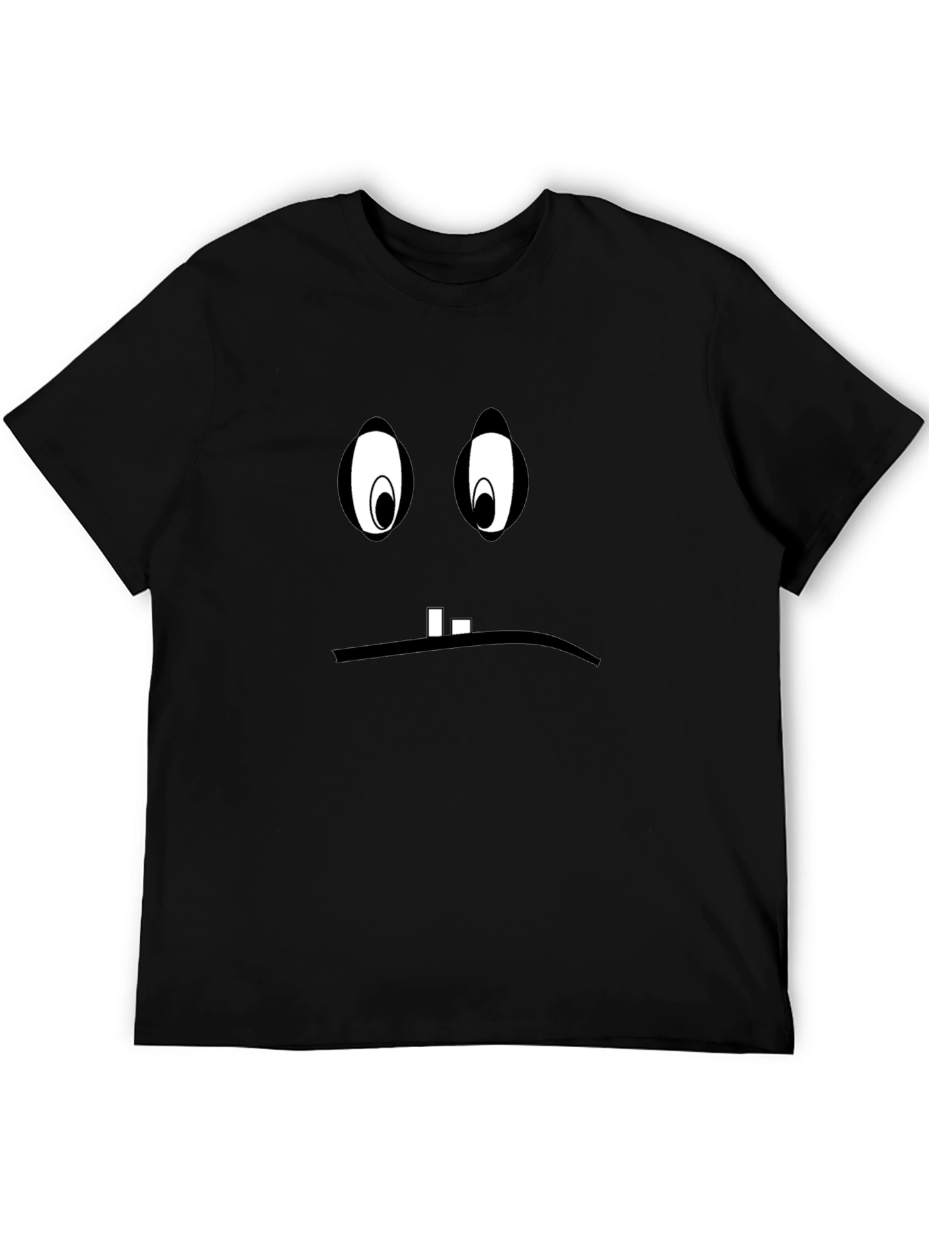 Black Sad Cartoon Face Graphic Black T-Shirt view 5