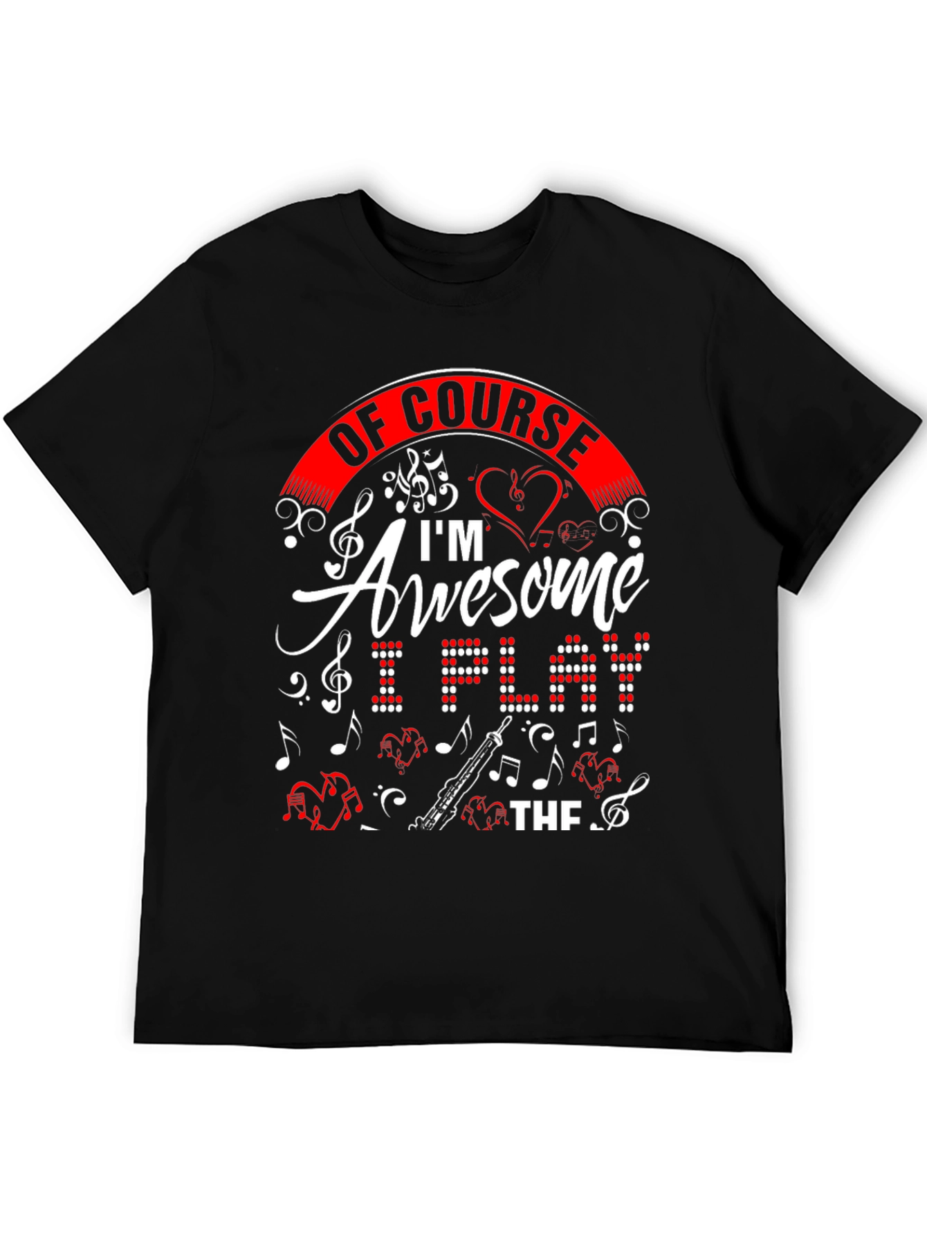 Black Awesome Oboe Player T-Shirt view 5