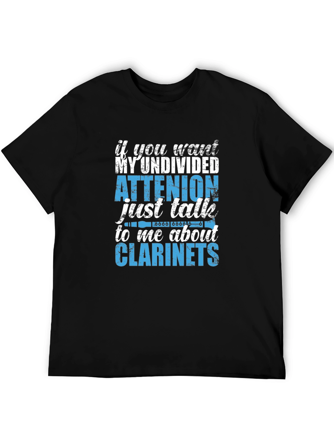 Black Clarinet Lover T-Shirt - Undivided Attention view 5