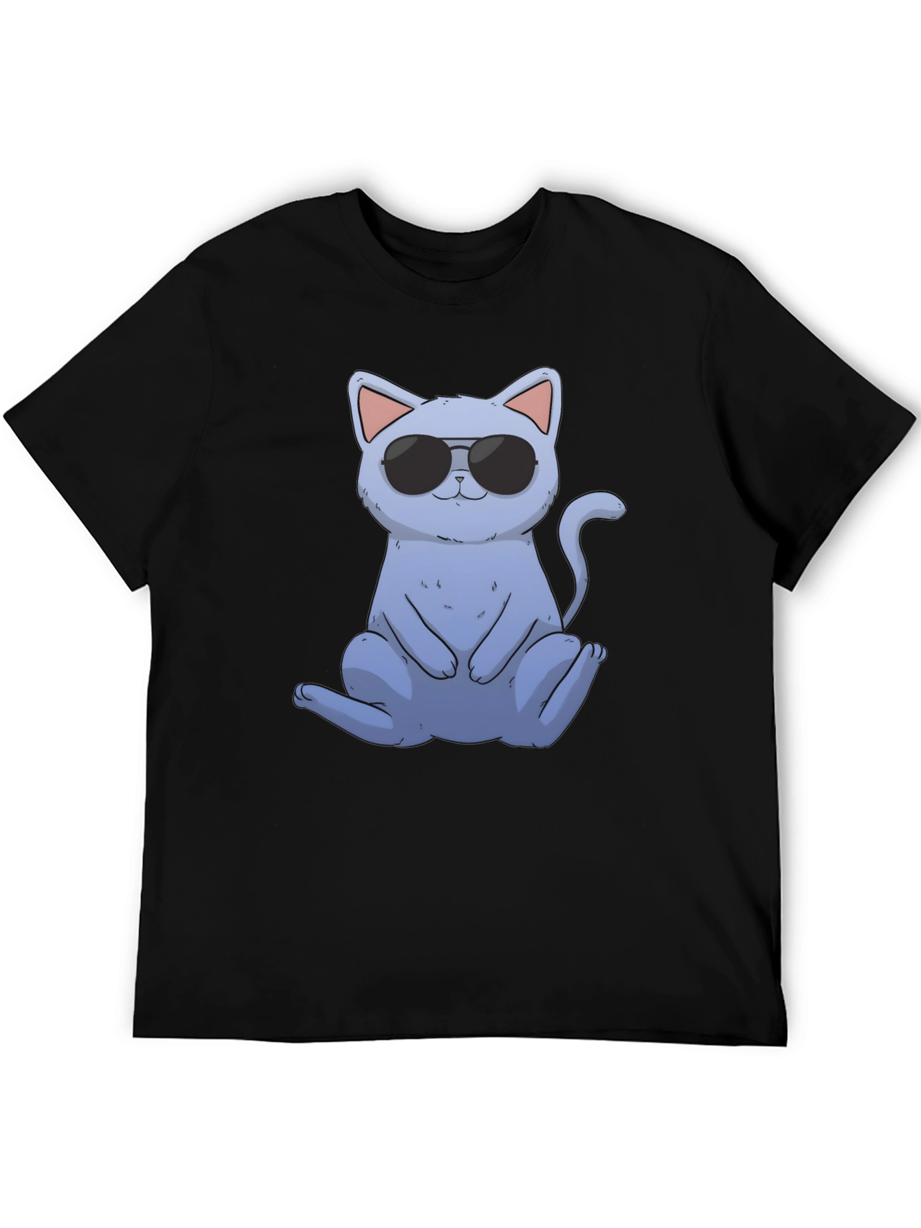 Black Cool Cat Graphic Tee - Black Casual T-Shirt view 5