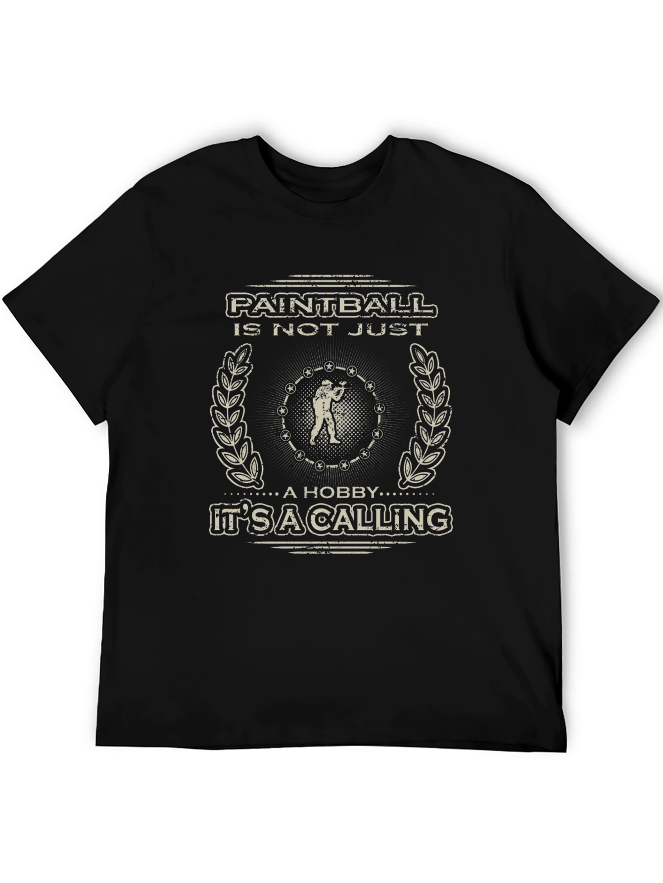 Black Paintball Calling T-Shirt - Black Graphic Tee view 5