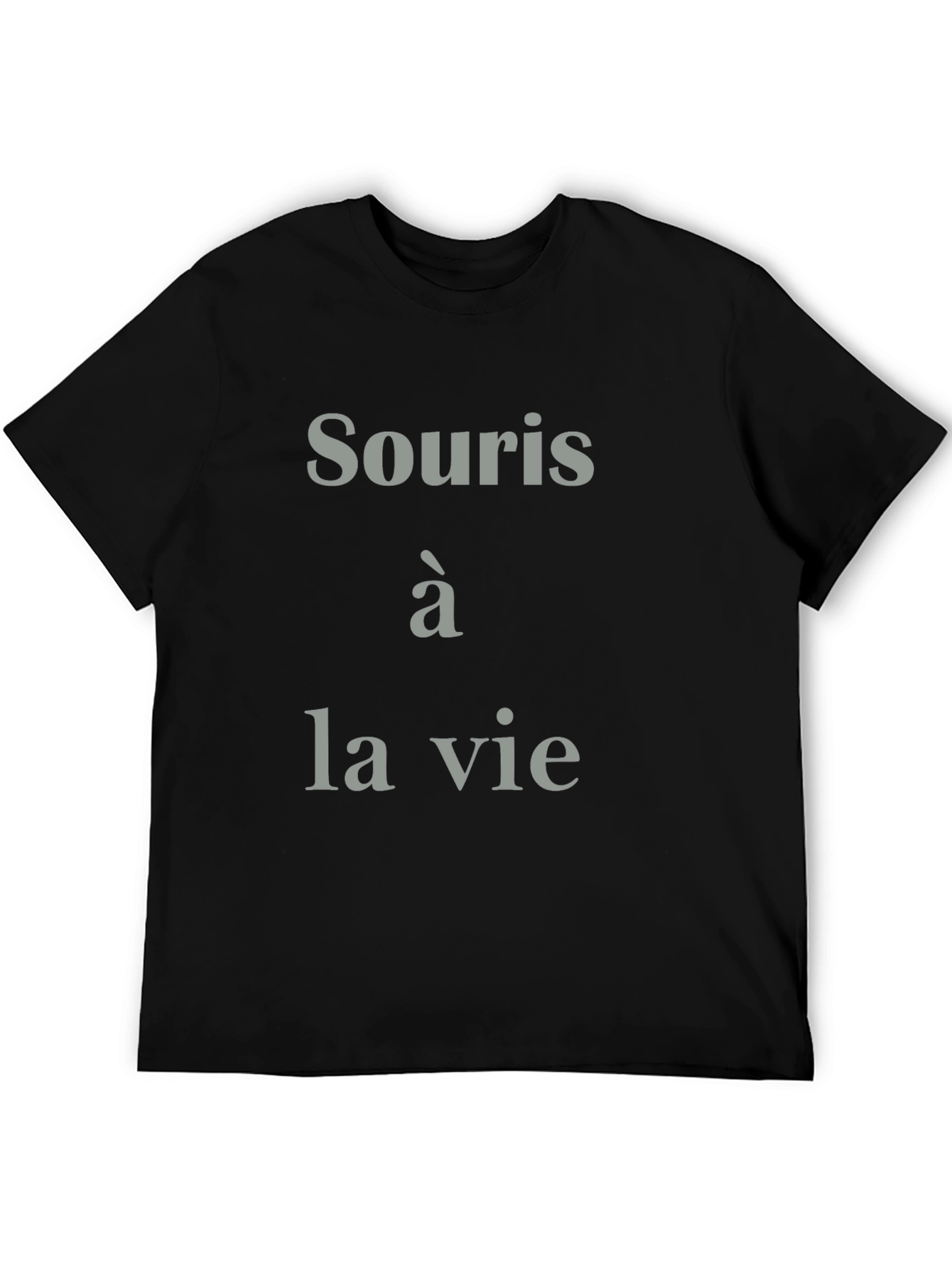 Black Smiley Life T-Shirt - French Saying Cotton Tee view 5