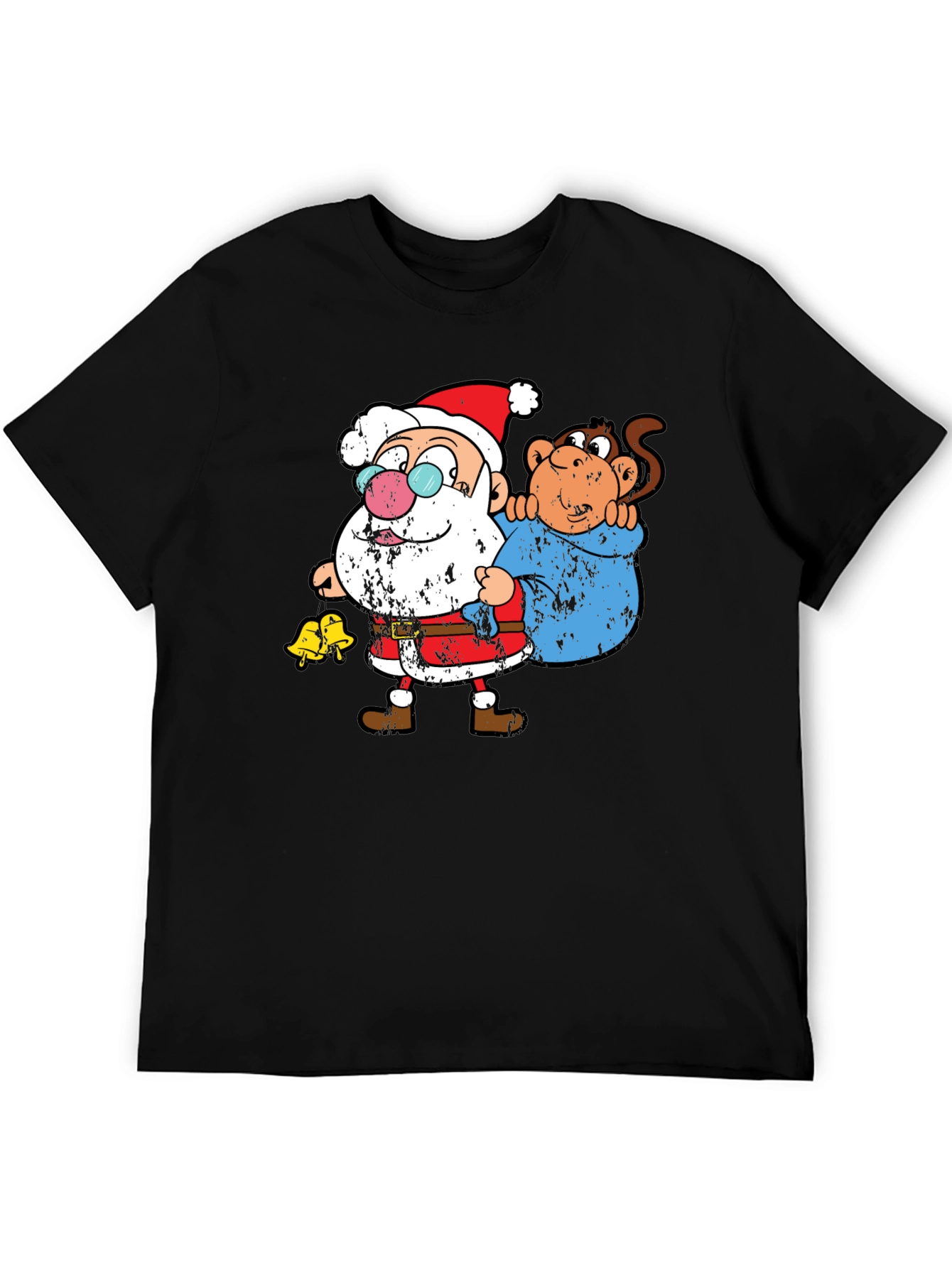 Black Santa & Monkey Graphic T-Shirt view 5