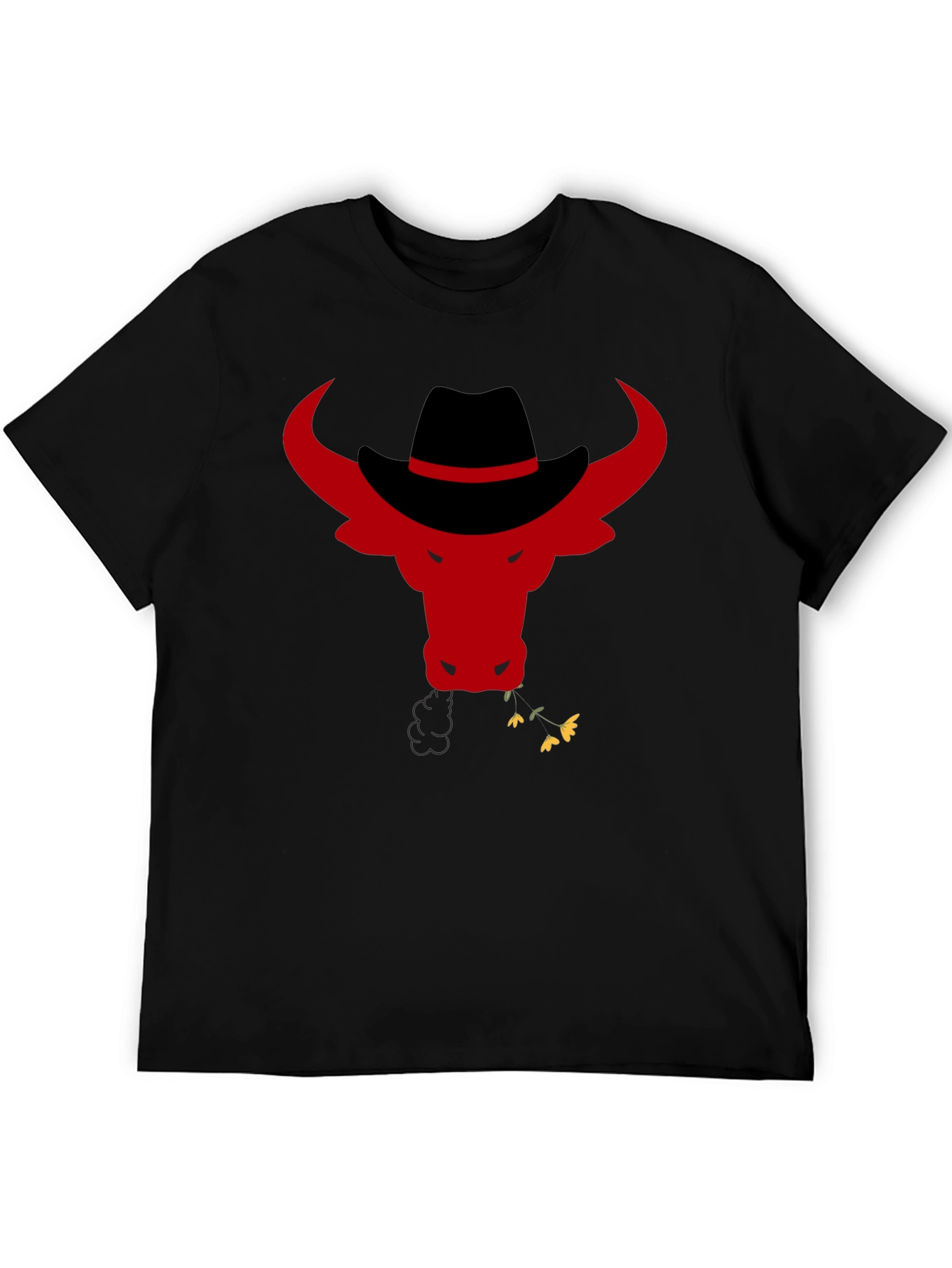 Black Cowboy Bull Graphic T-Shirt - Black view 5