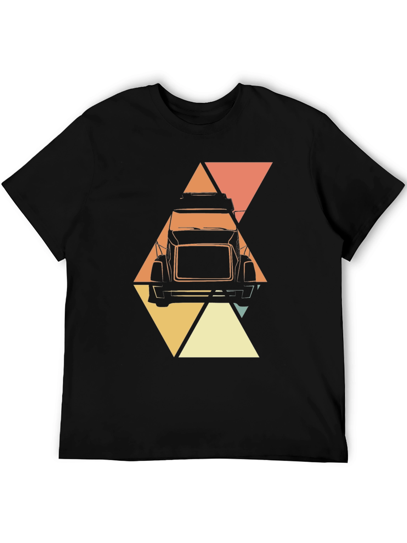 Black Retro Trucker T-Shirt - Geometric Design view 5
