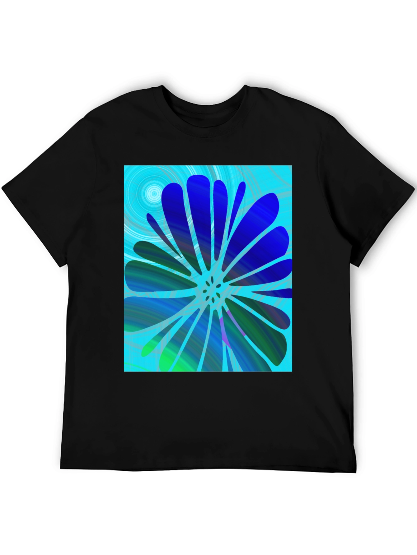 Black Abstract Flower Print T-Shirt view 5
