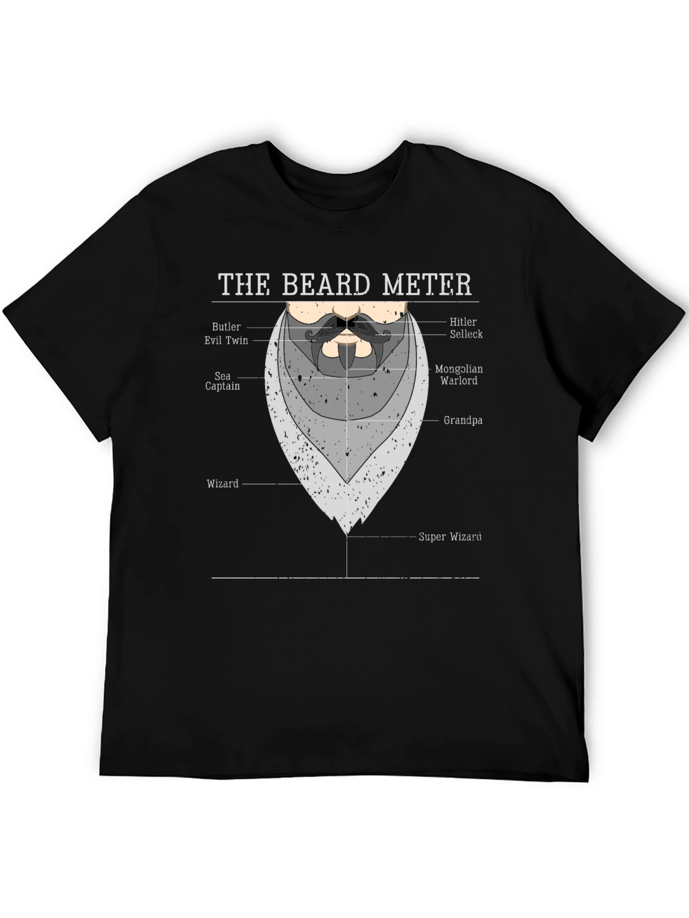 Black Beard Meter Graphic T-Shirt - Funny Beard Lover Tee view 5