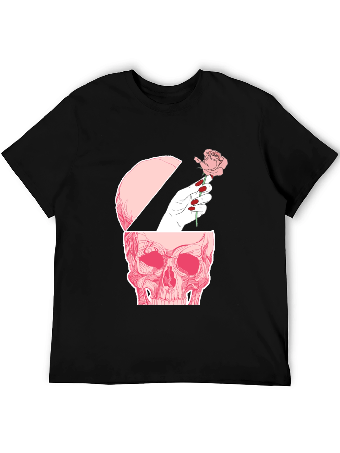 Black Skull and Rose Graphic Tee - Edgy Style view 5