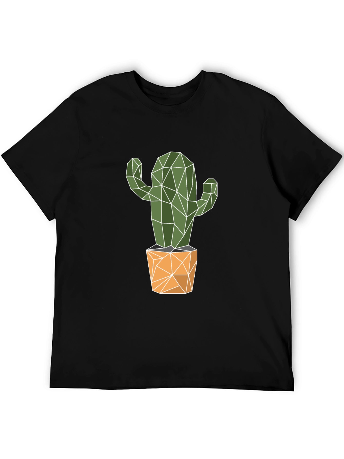 Black Geometric Cactus Graphic Tee - Stylish & Unique! view 5