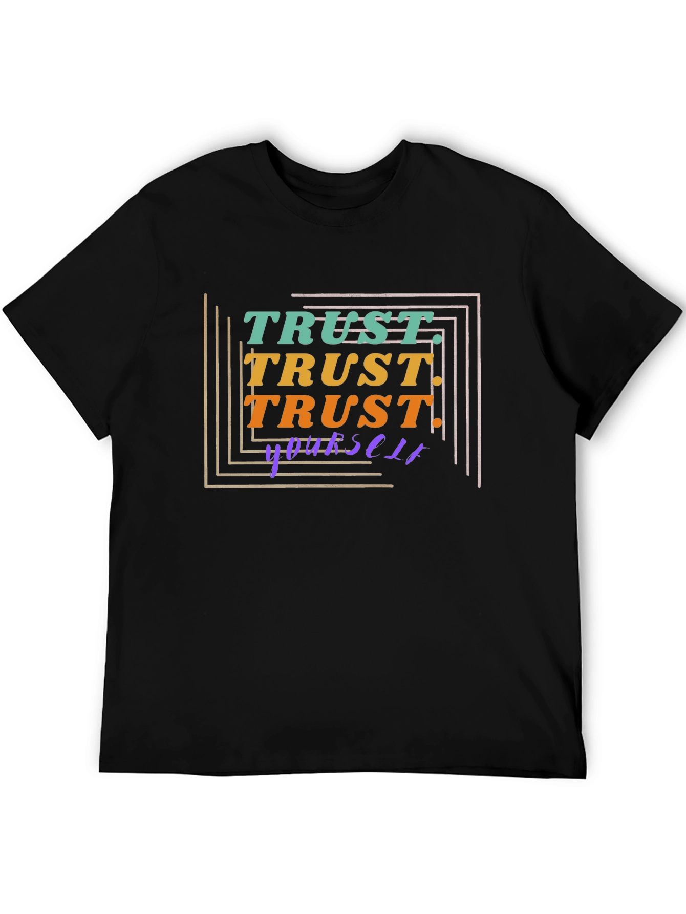 Black Trust Yourself Graphic Tee - Stylish Black T-Shirt view 5