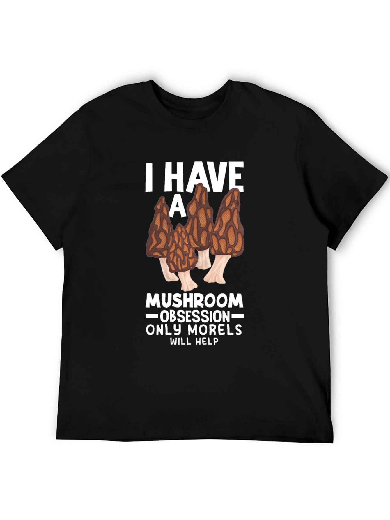 Black Mushroom Obsession Morel T-Shirt view 5