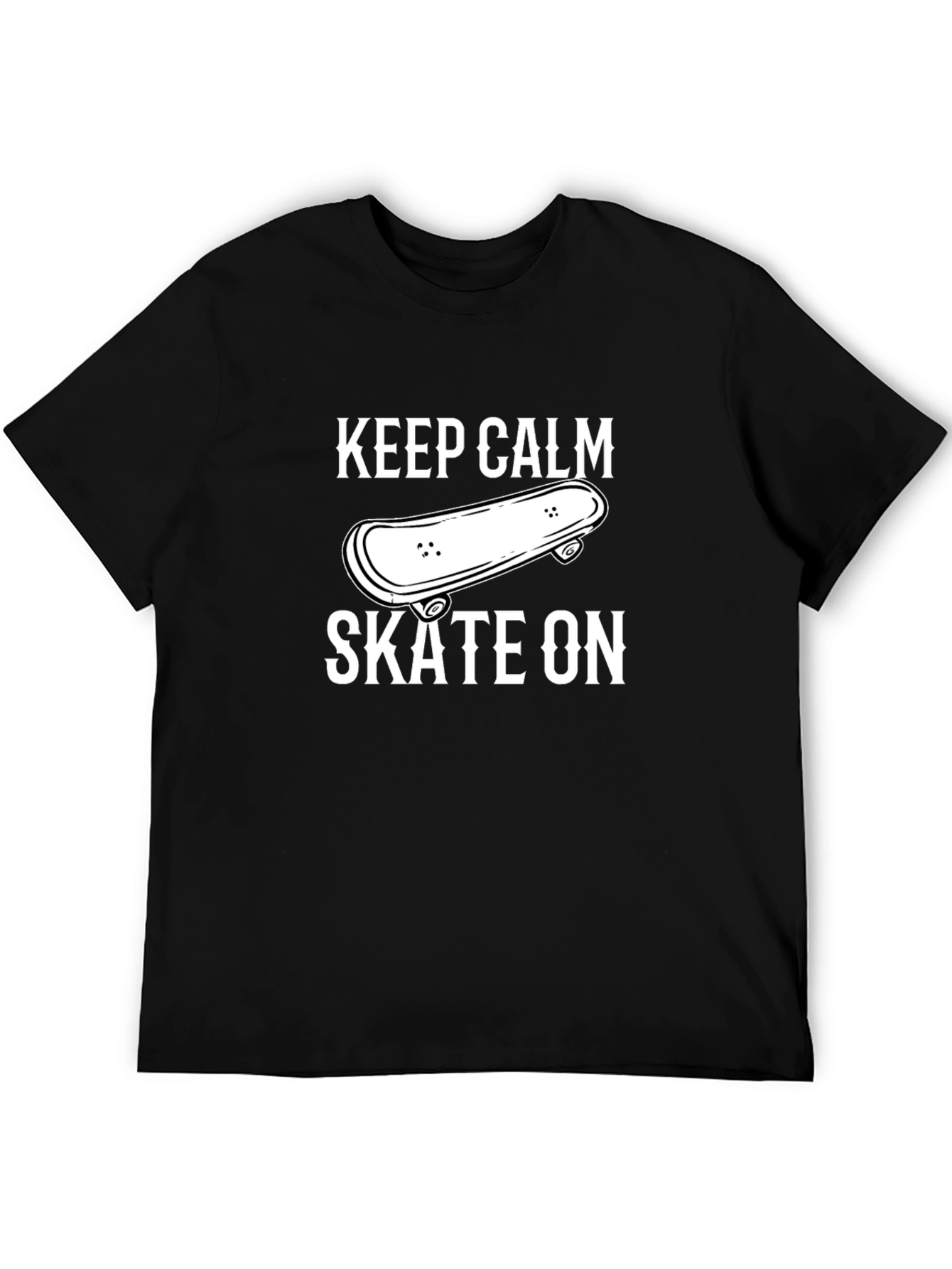 Black Keep Calm Skate On T-Shirt - Black Cotton Blend view 5