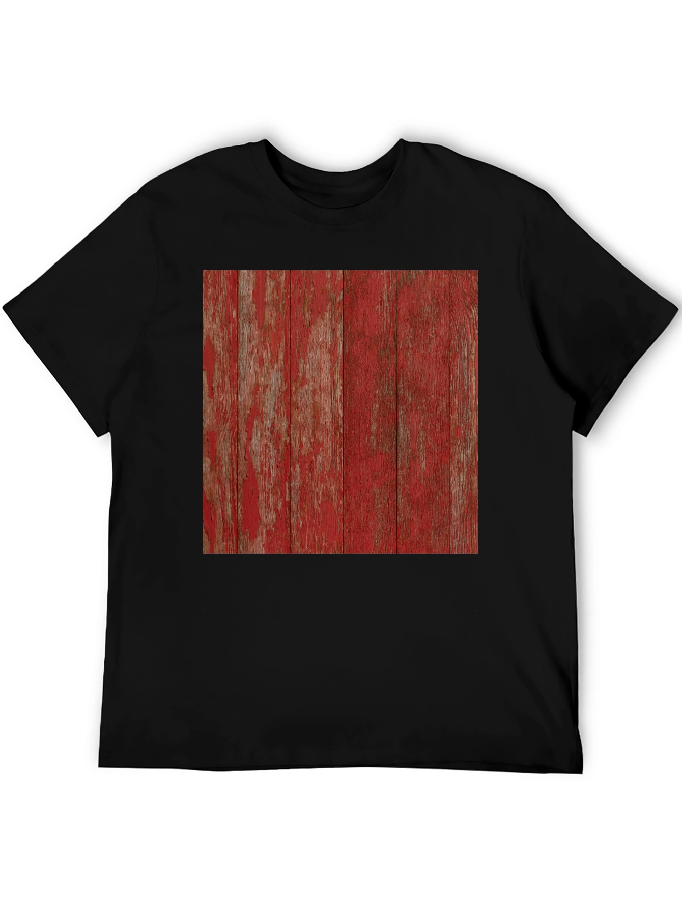 Black Rustic Red Wood Grain Graphic Tee - Short Sleeve view 5