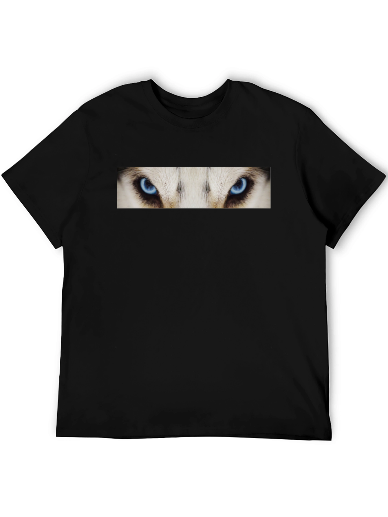 Black Black T-Shirt with Striking Wolf Eyes Graphic Print view 5