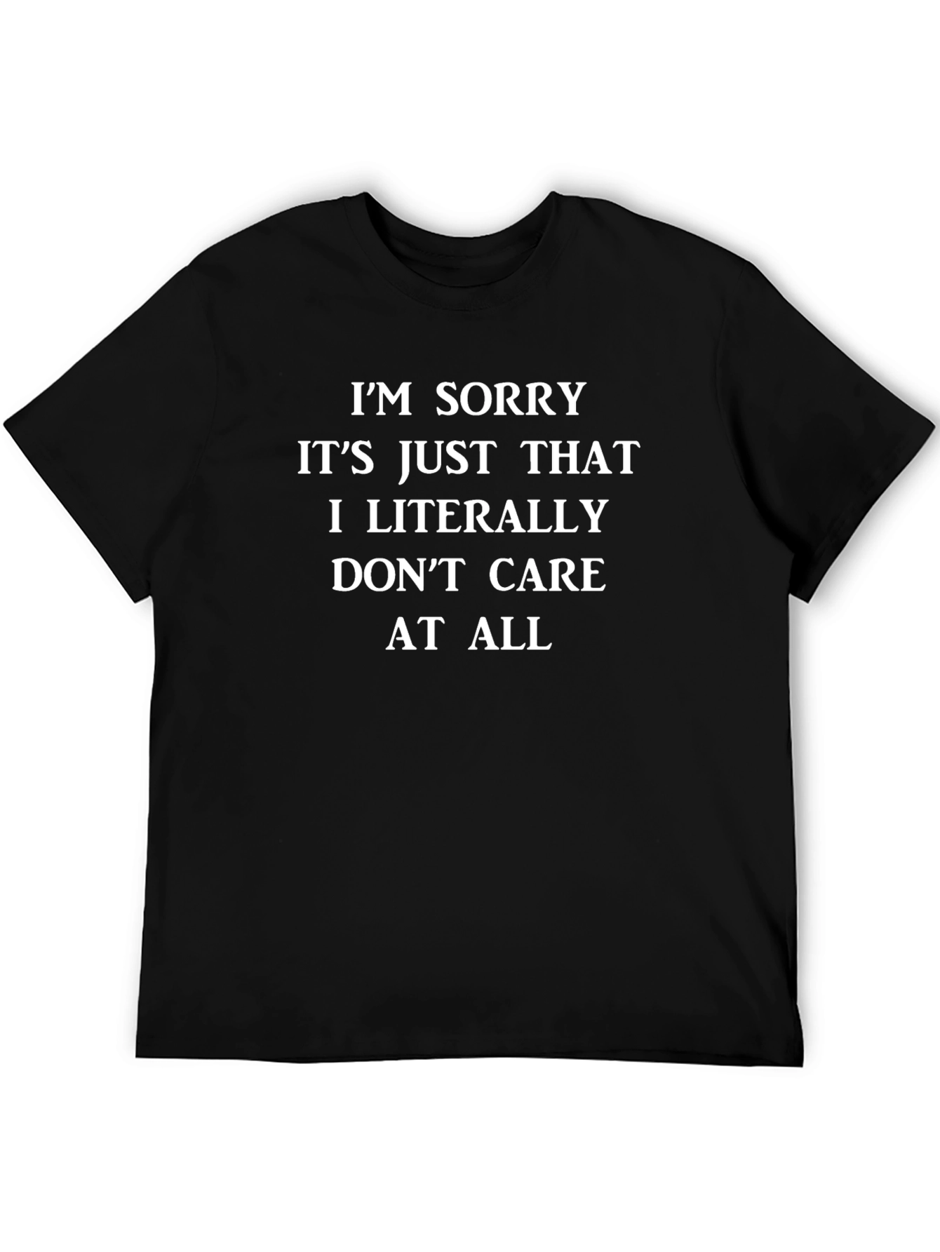 Black I Don't Care Slogan Tee - Black Graphic Print T-Shirt view 5