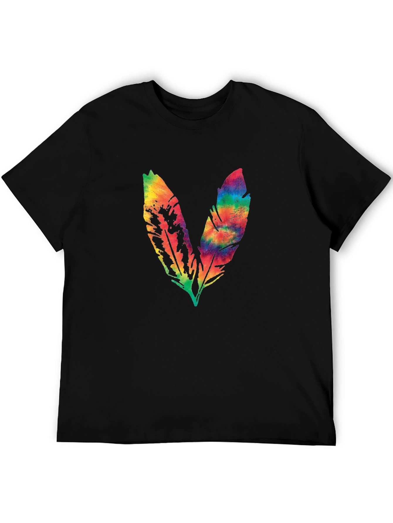 Black Rainbow Feather Graphic Tee - Soft Cotton Blend view 5
