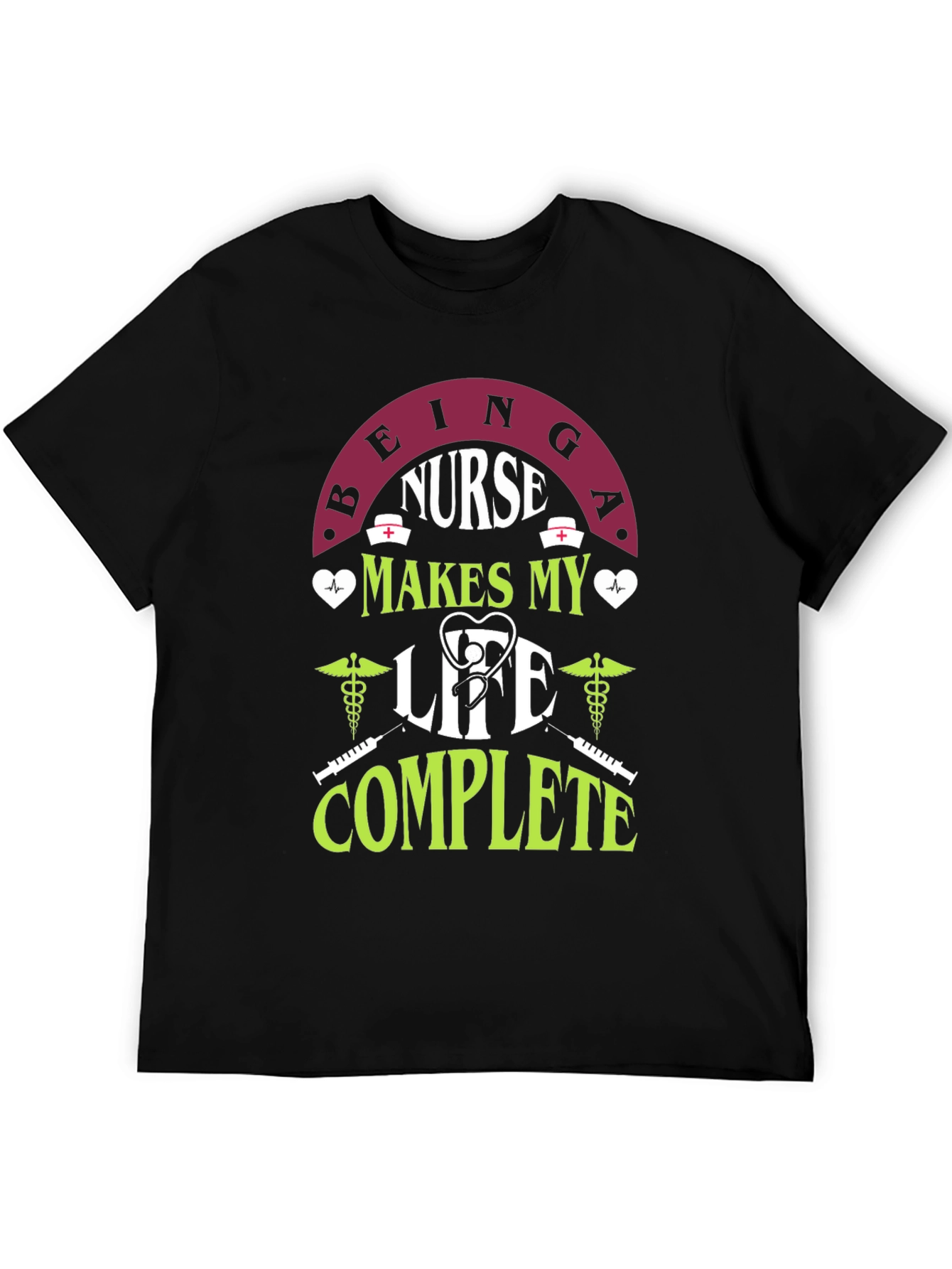 Black Being A Nurse Makes My Life Complete T-Shirt view 5