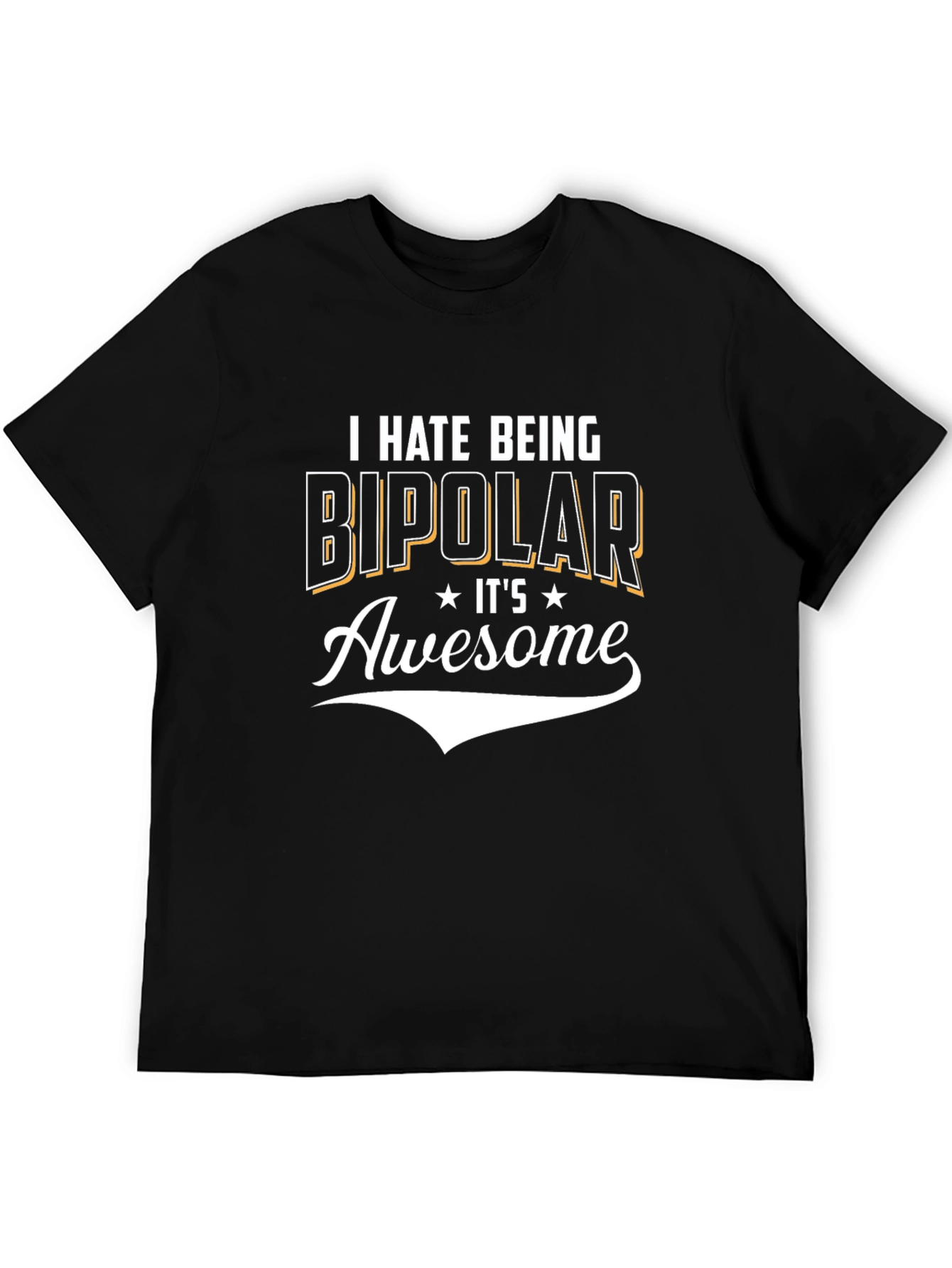 Black Funny Bipolar Graphic Tee - Black view 5