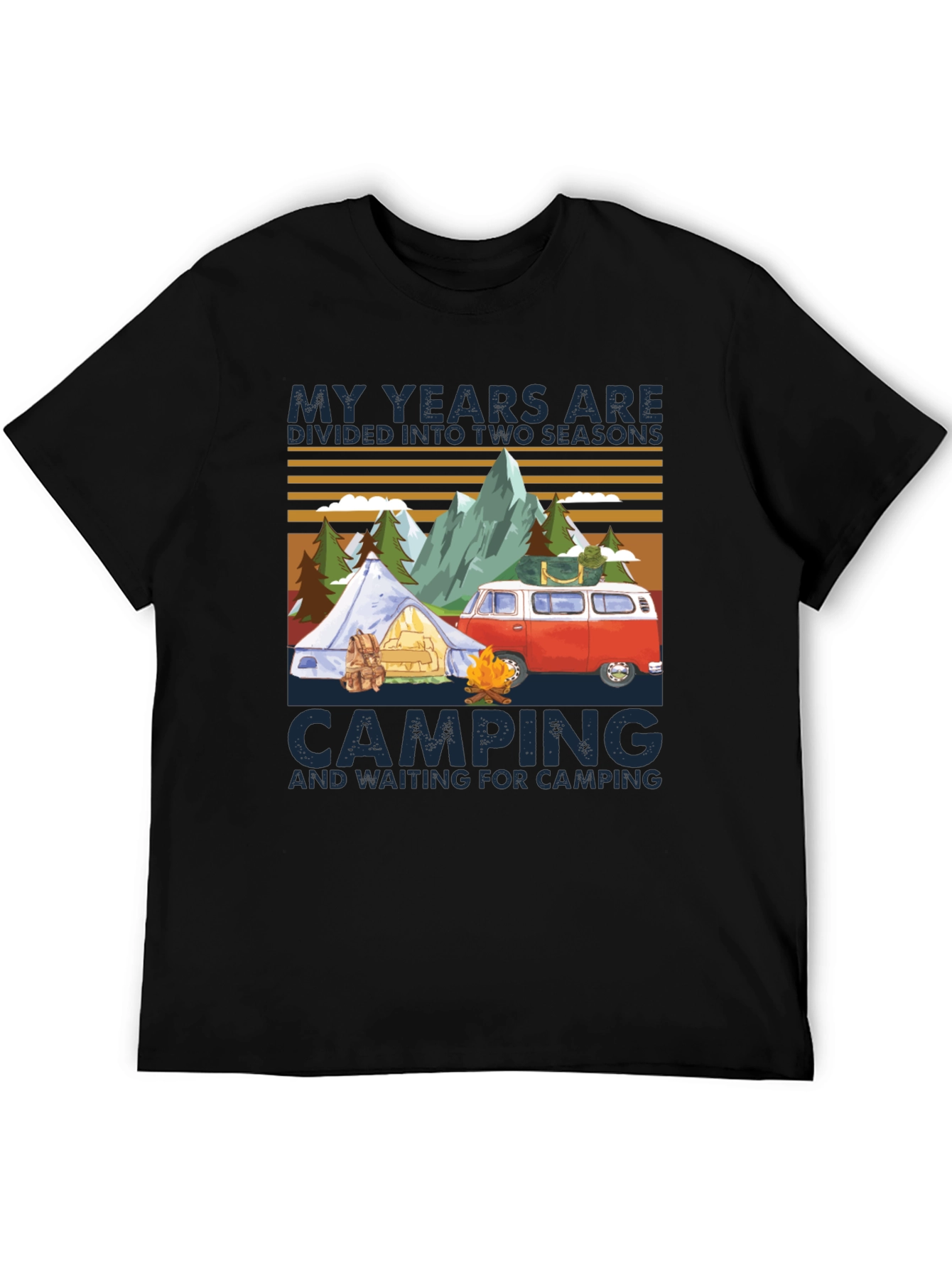Black Camping Seasons T-Shirt view 5
