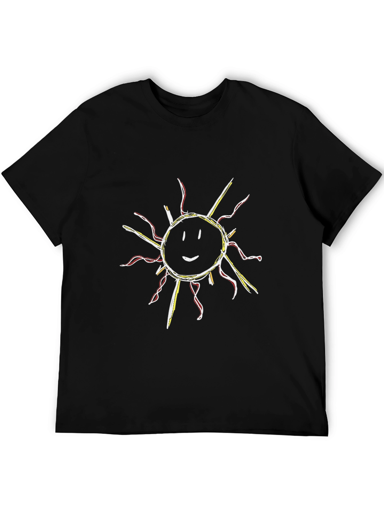 Black Smiling Sun Graphic Tee - Casual Black T-Shirt view 5