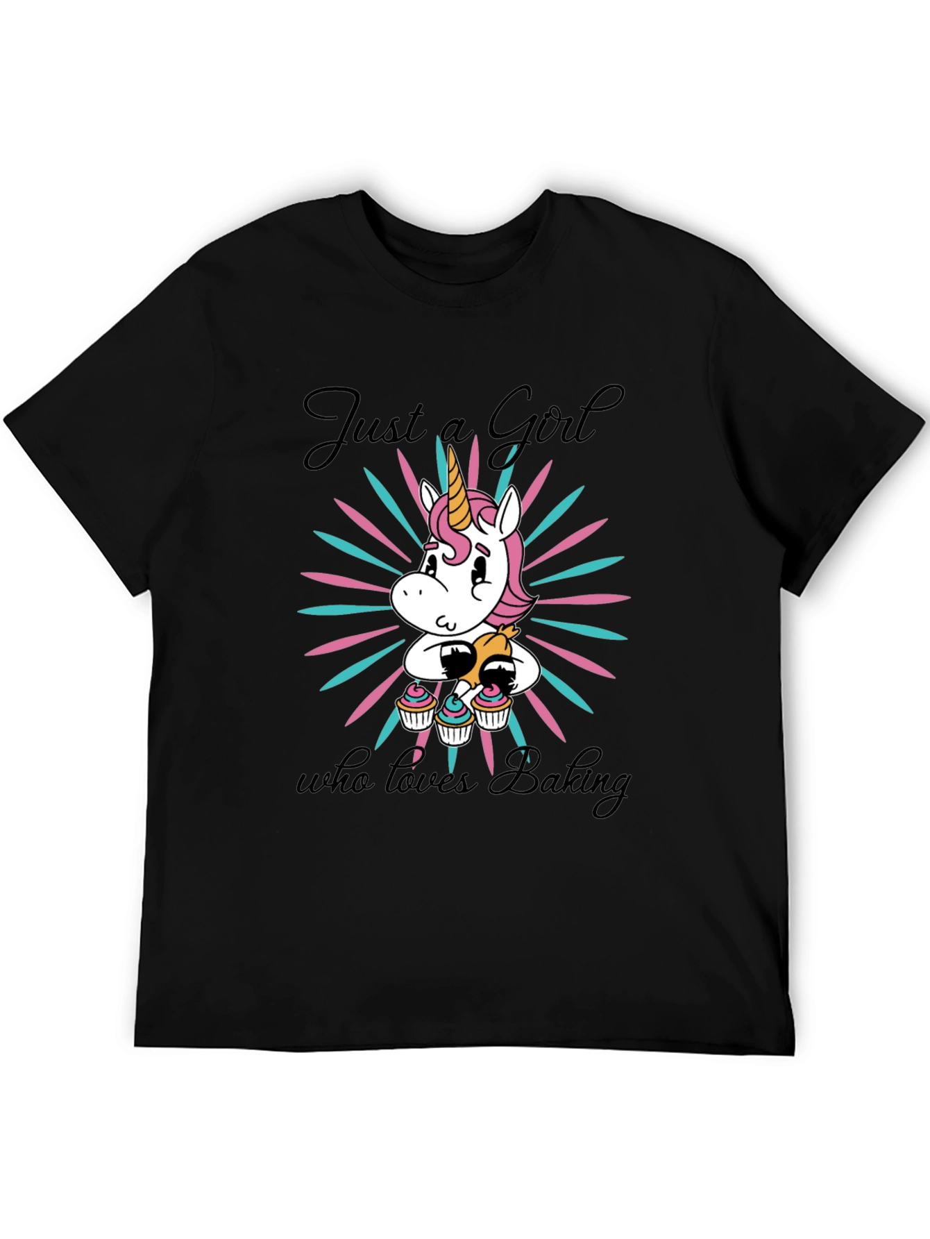 Black Just a Girl Who Loves Baking T-Shirt view 5