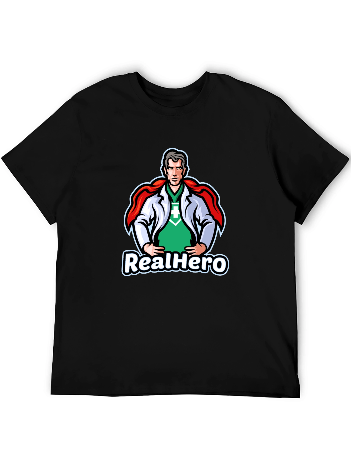 Black RealHero Doctor T-Shirt - Superhero Medical Apparel view 5
