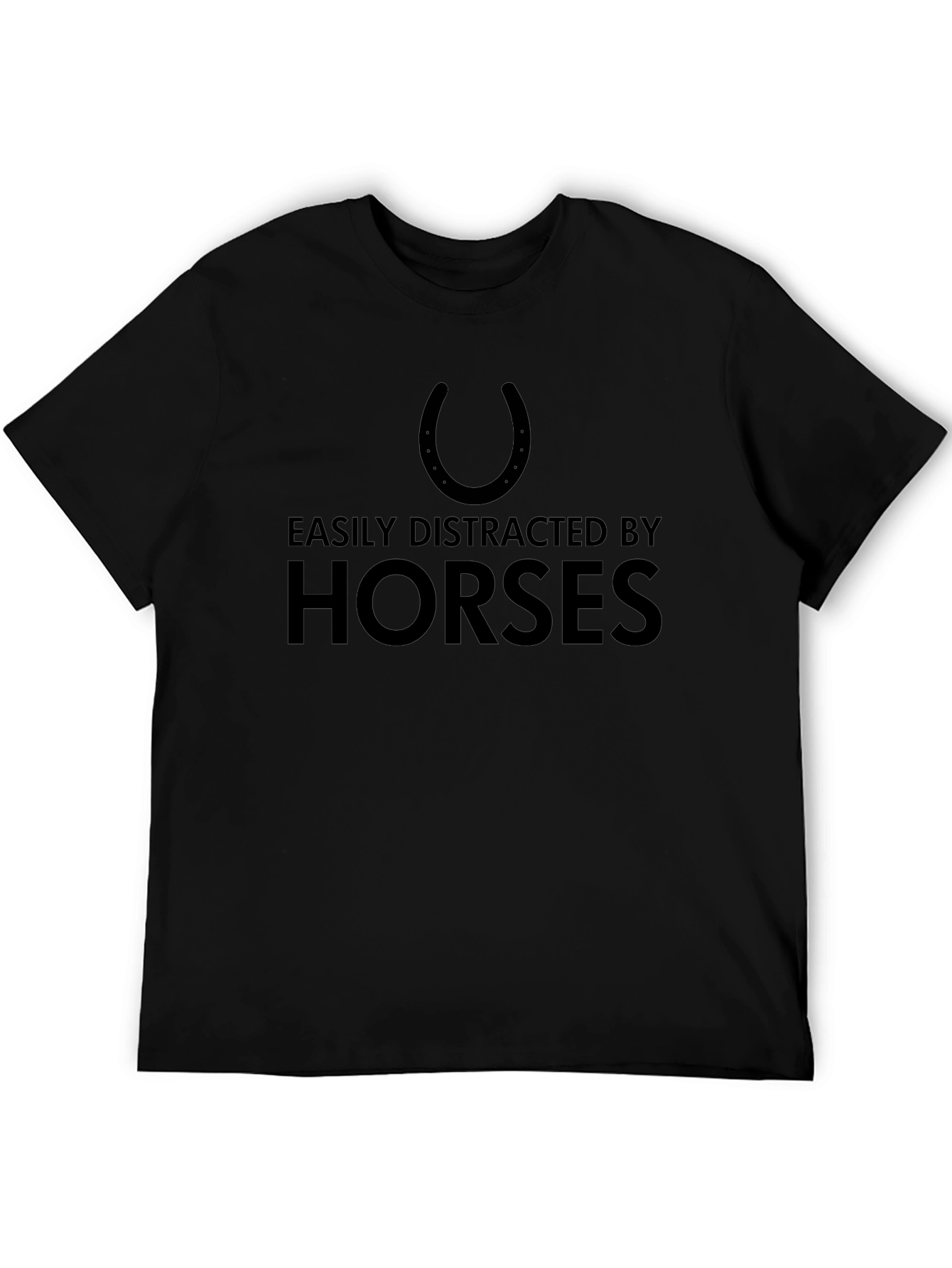 Black Easily Distracted by Horses T-Shirt view 5