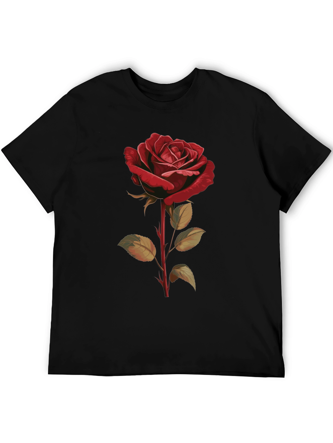 Black Classic Rose T-Shirt - Floral Graphic Tee view 5