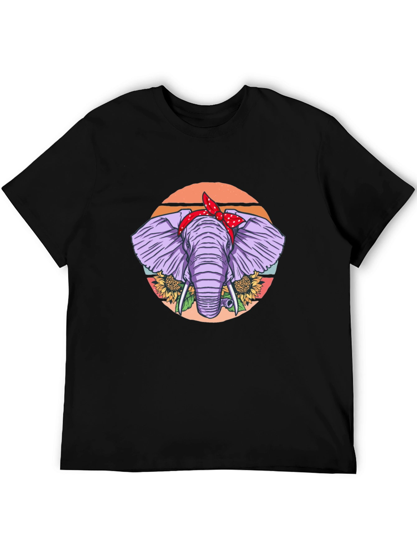 Black Elephant Bandana T-Shirt - Cute Animal Graphic Tee view 5