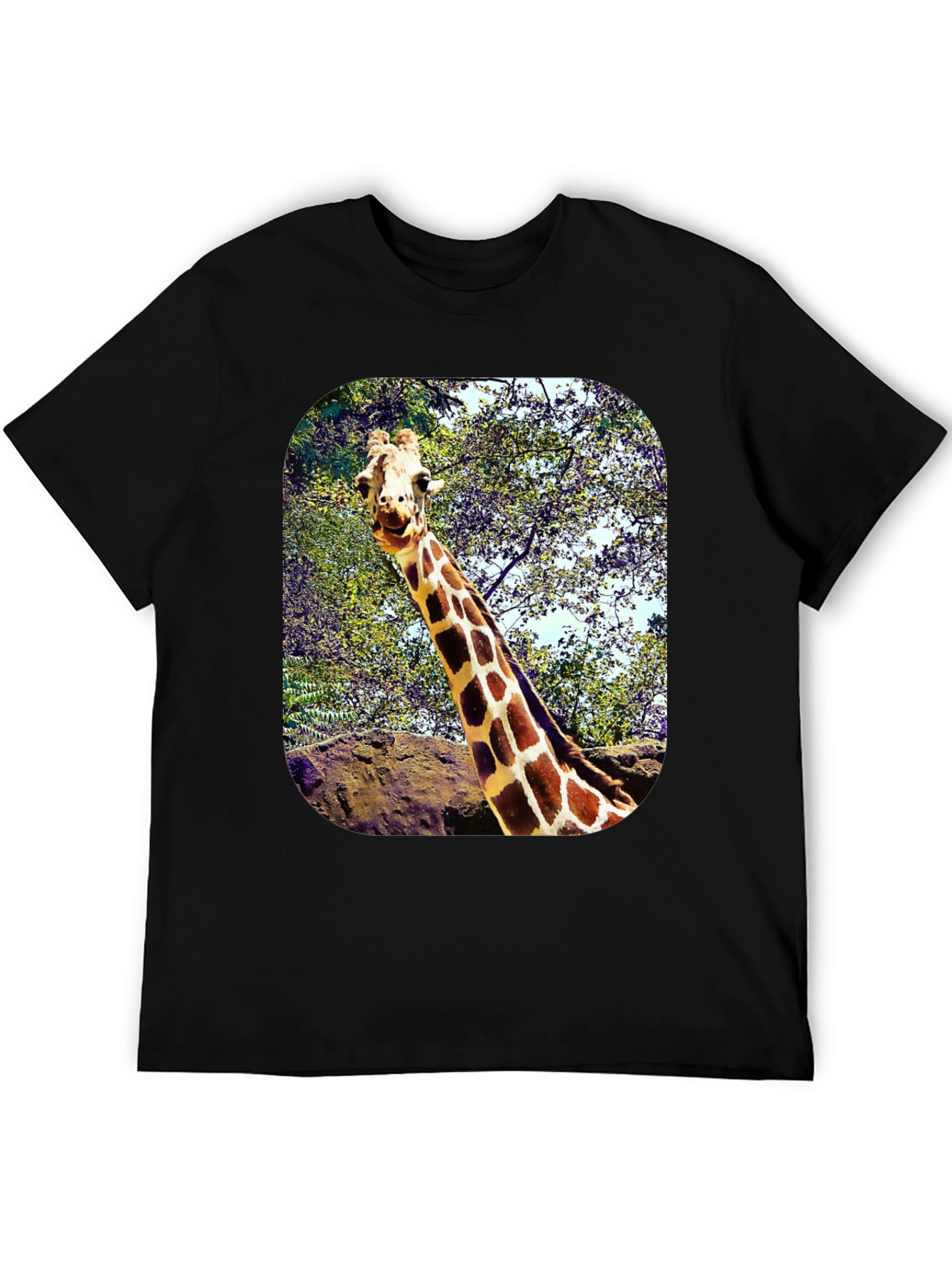 Black Giraffe Graphic T-Shirt - Unique Animal Tee view 5