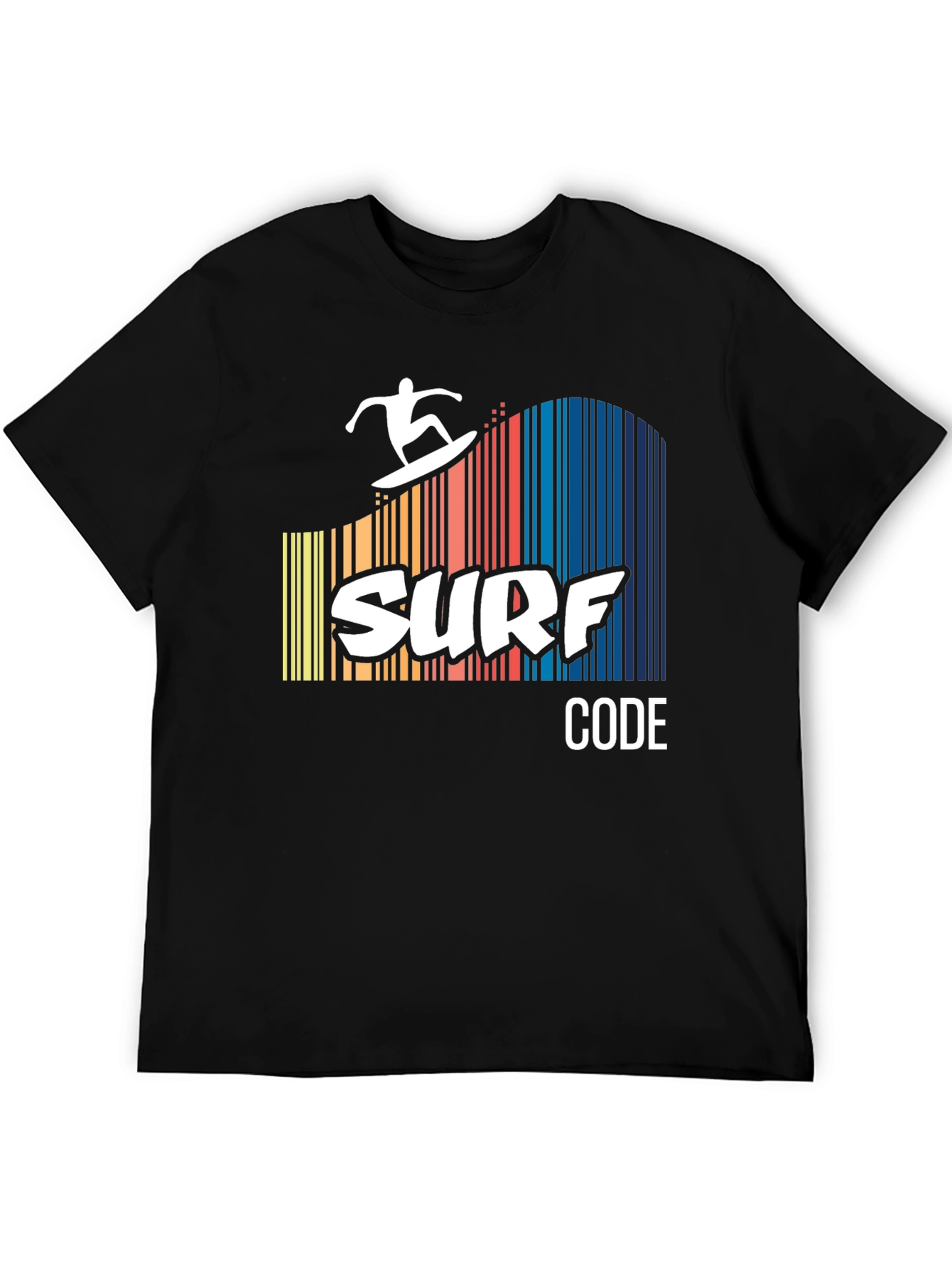 Black Surf Code Graphic Tee - Black Cotton T-Shirt view 5