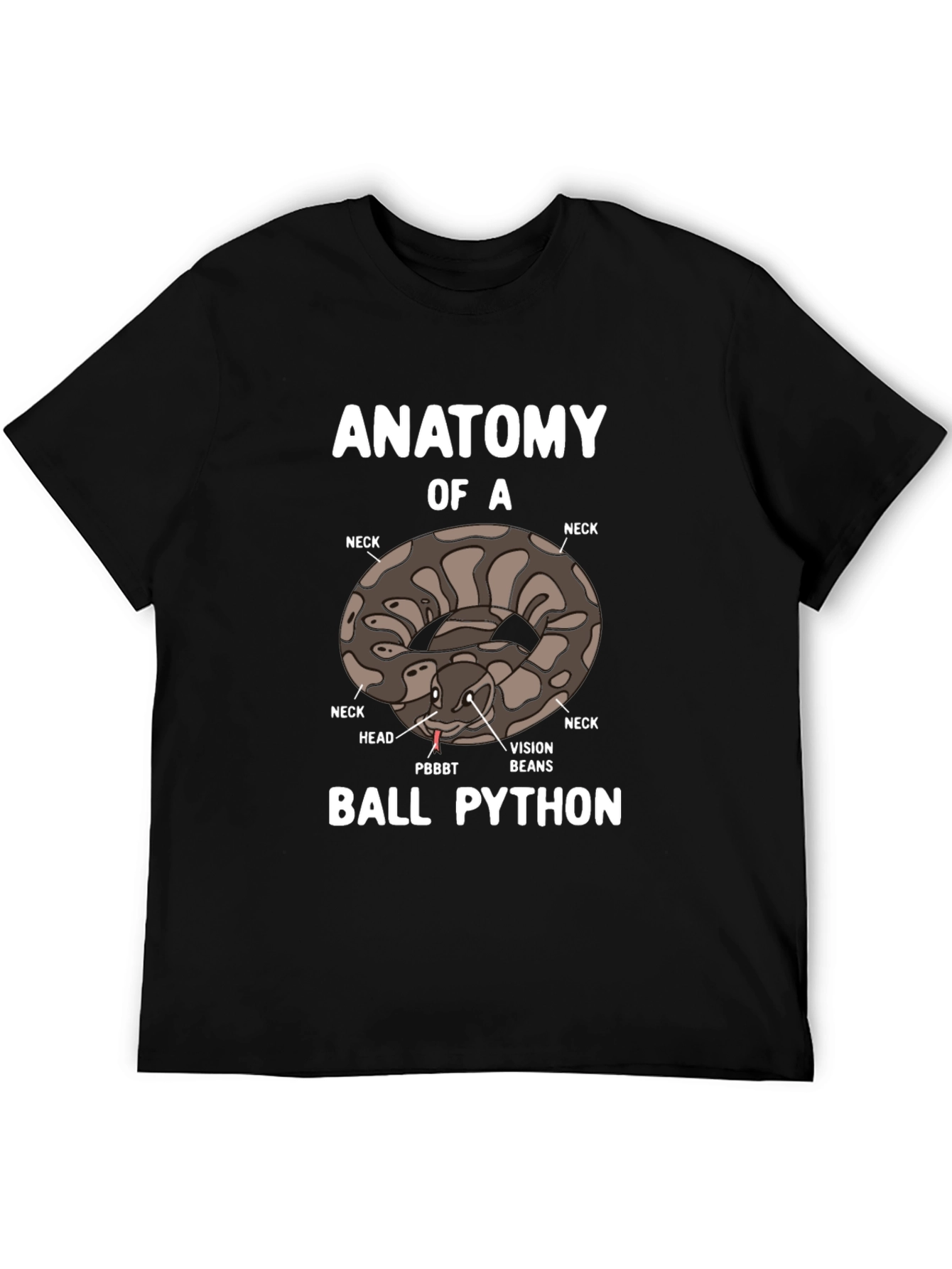 Black Anatomy of a Ball Python T-Shirt view 5