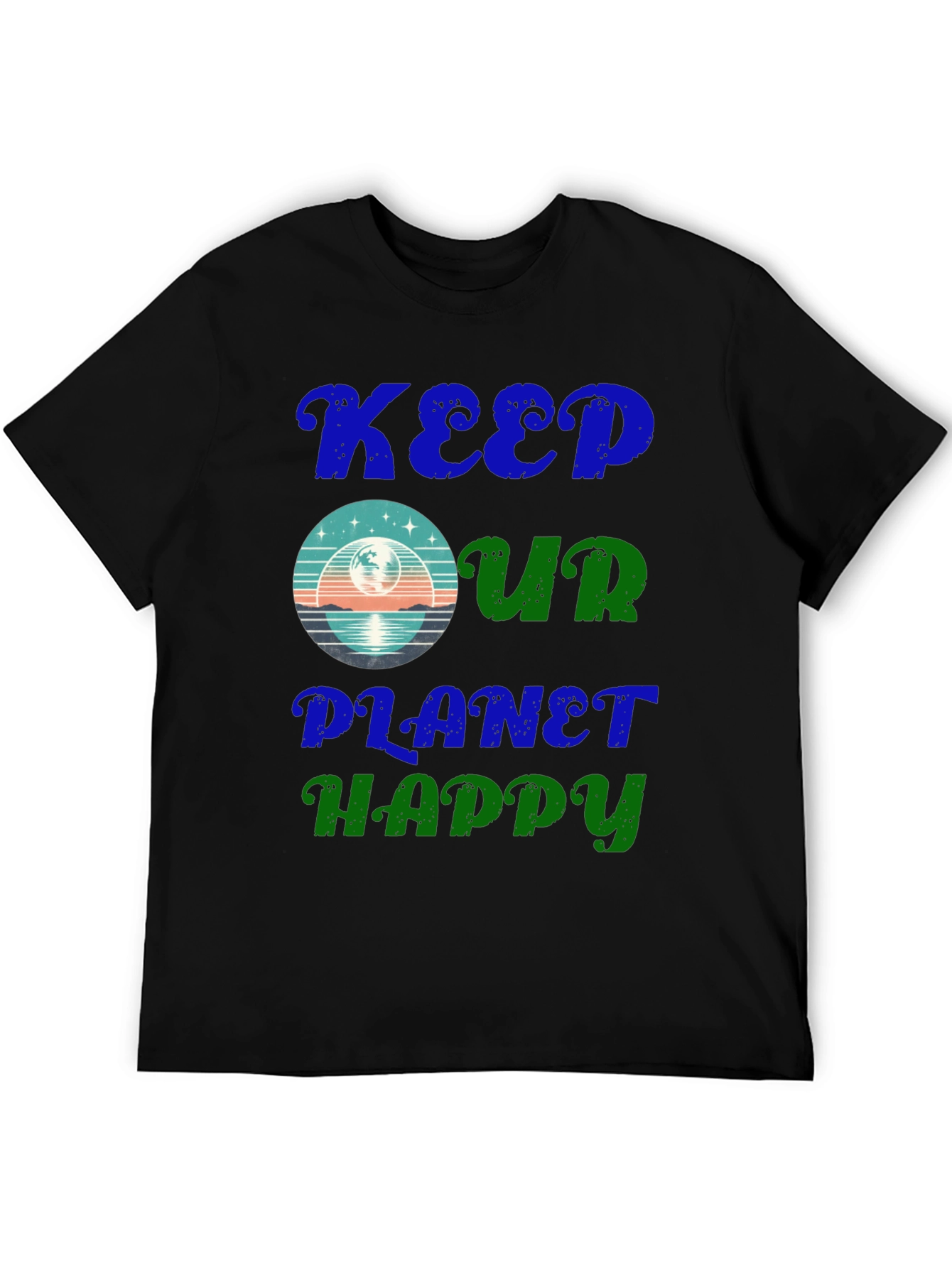 Black Keep Our Planet Happy Graphic Tee - Eco Friendly Fashion view 5