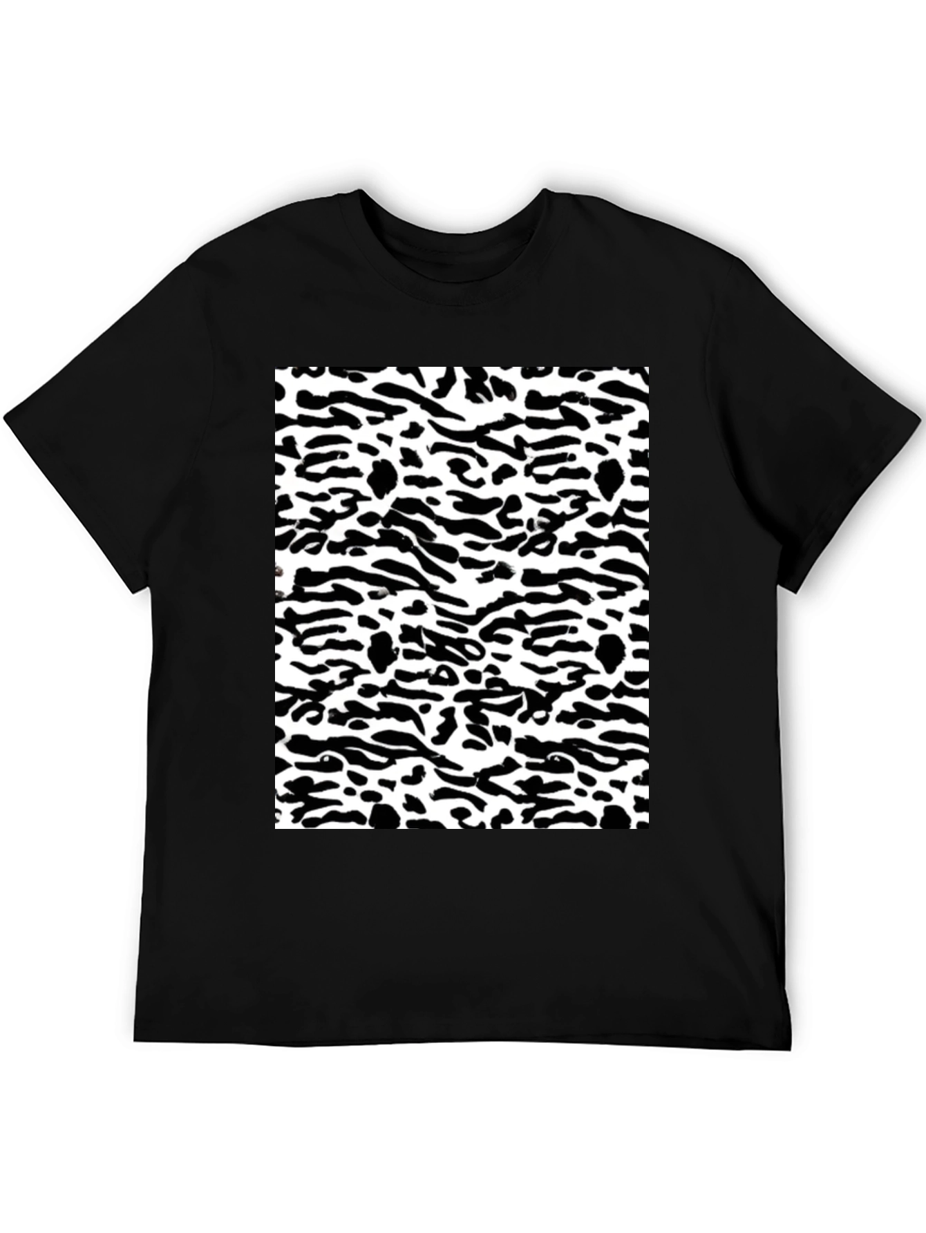 Black Trendy Black & White Camo Print Tee view 5