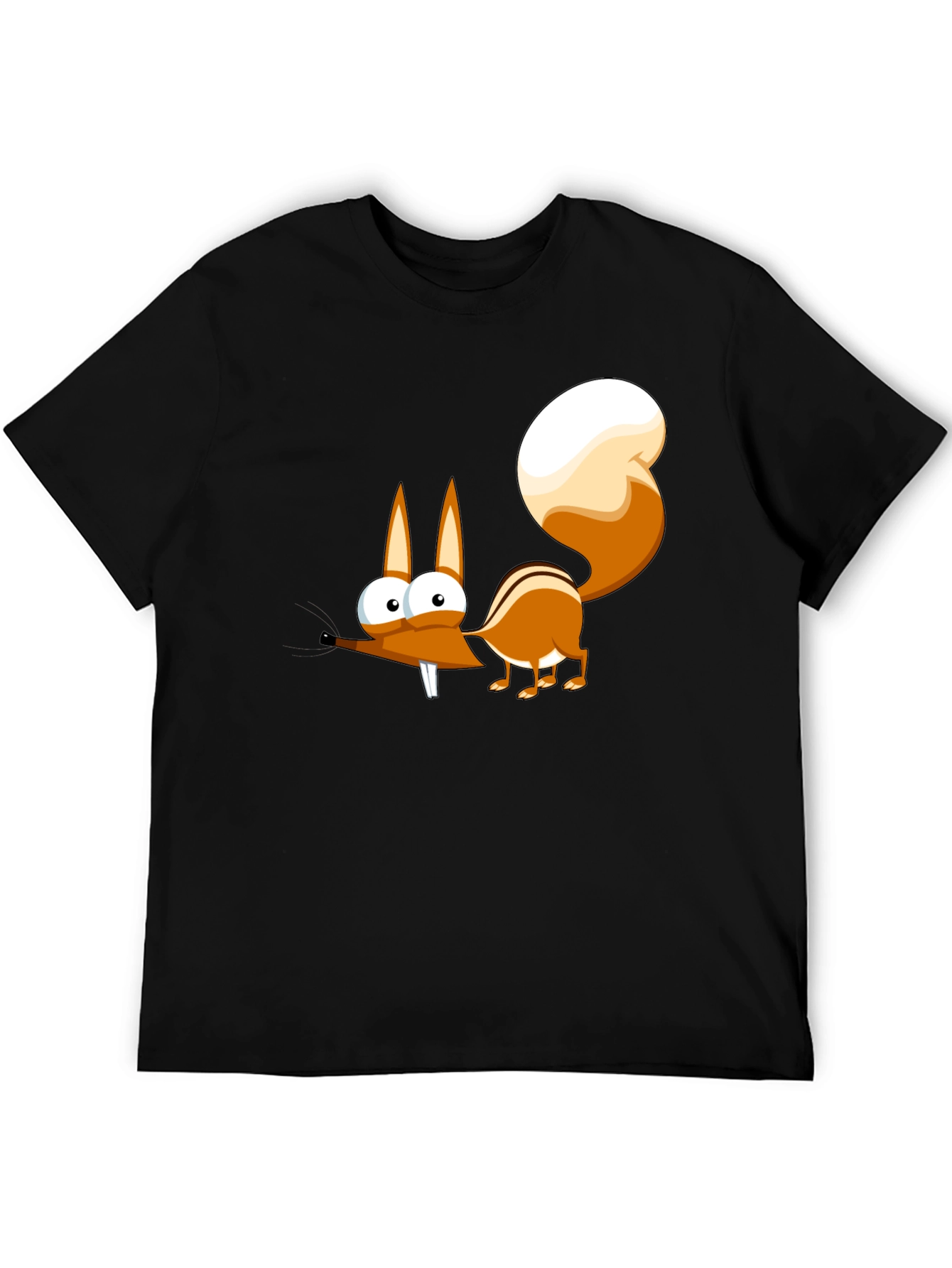 Black Funny Cartoon Squirrel Graphic T-Shirt view 5