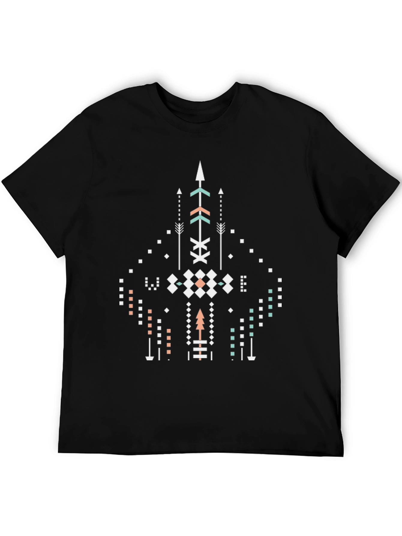 Black Geometric Arrow Design Black T-Shirt view 5